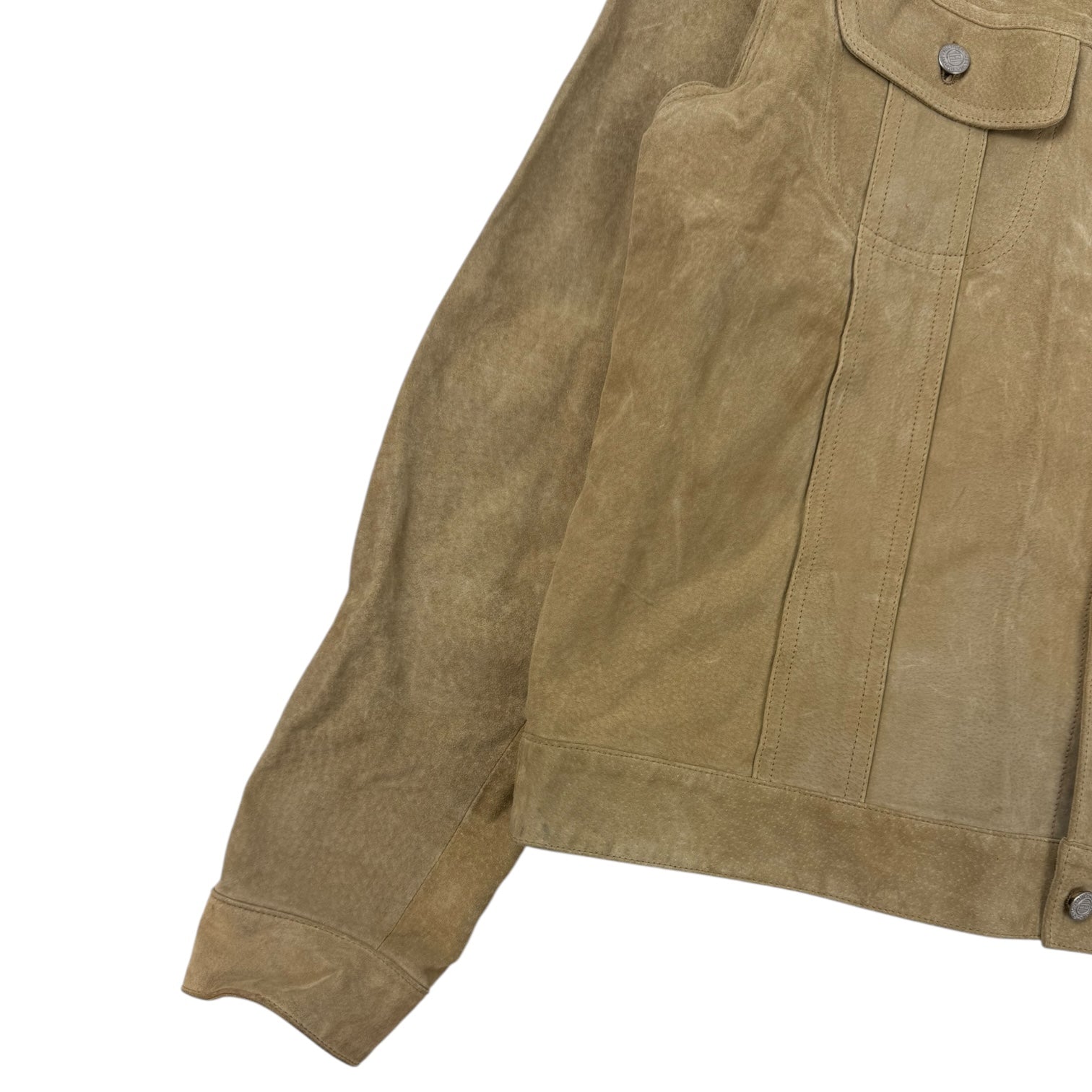 Vintage Tommy Jeans Suede Trucker Jacket Tan