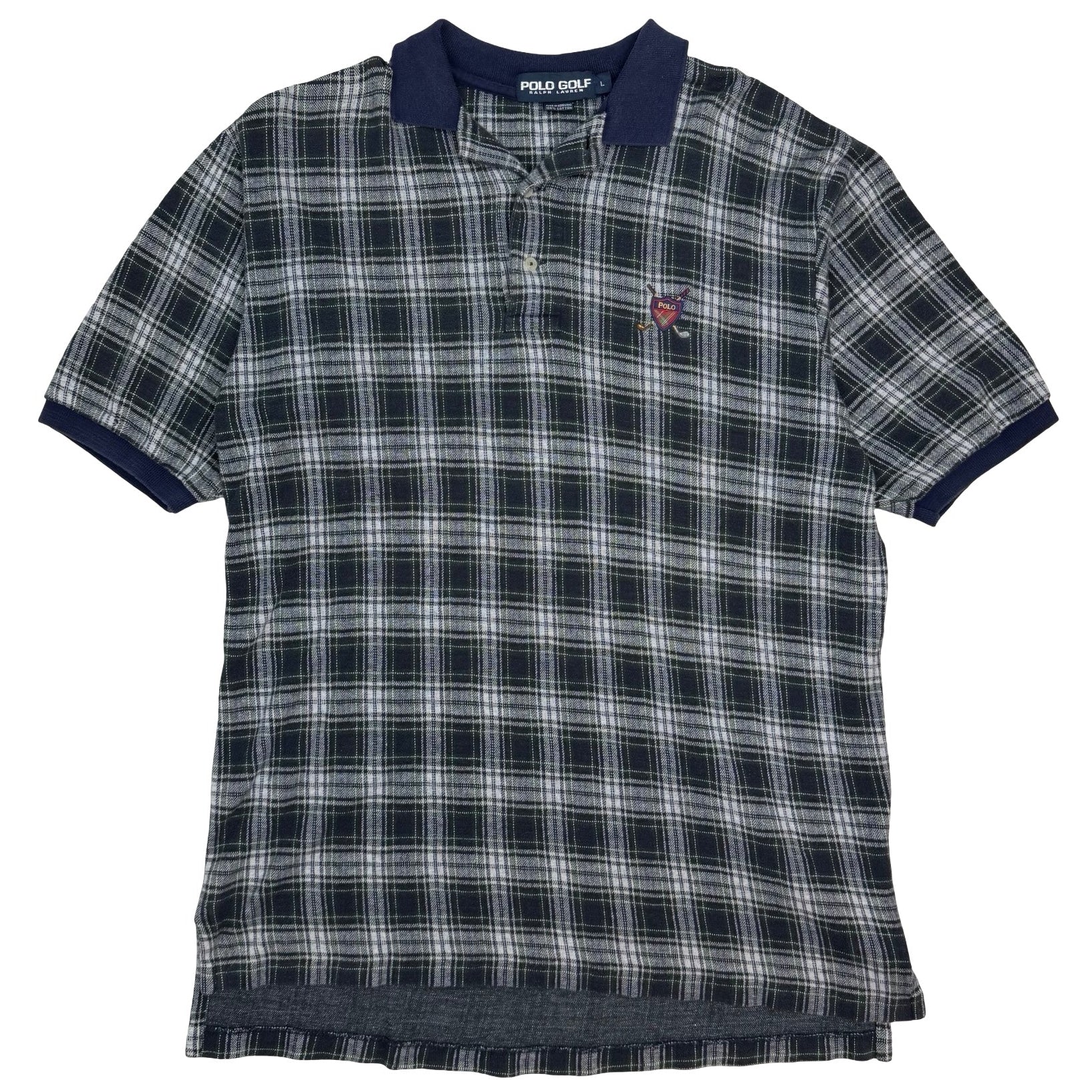 Vintage Polo Ralph Lauren Golf Plaid Polo Shirt Navy/Green