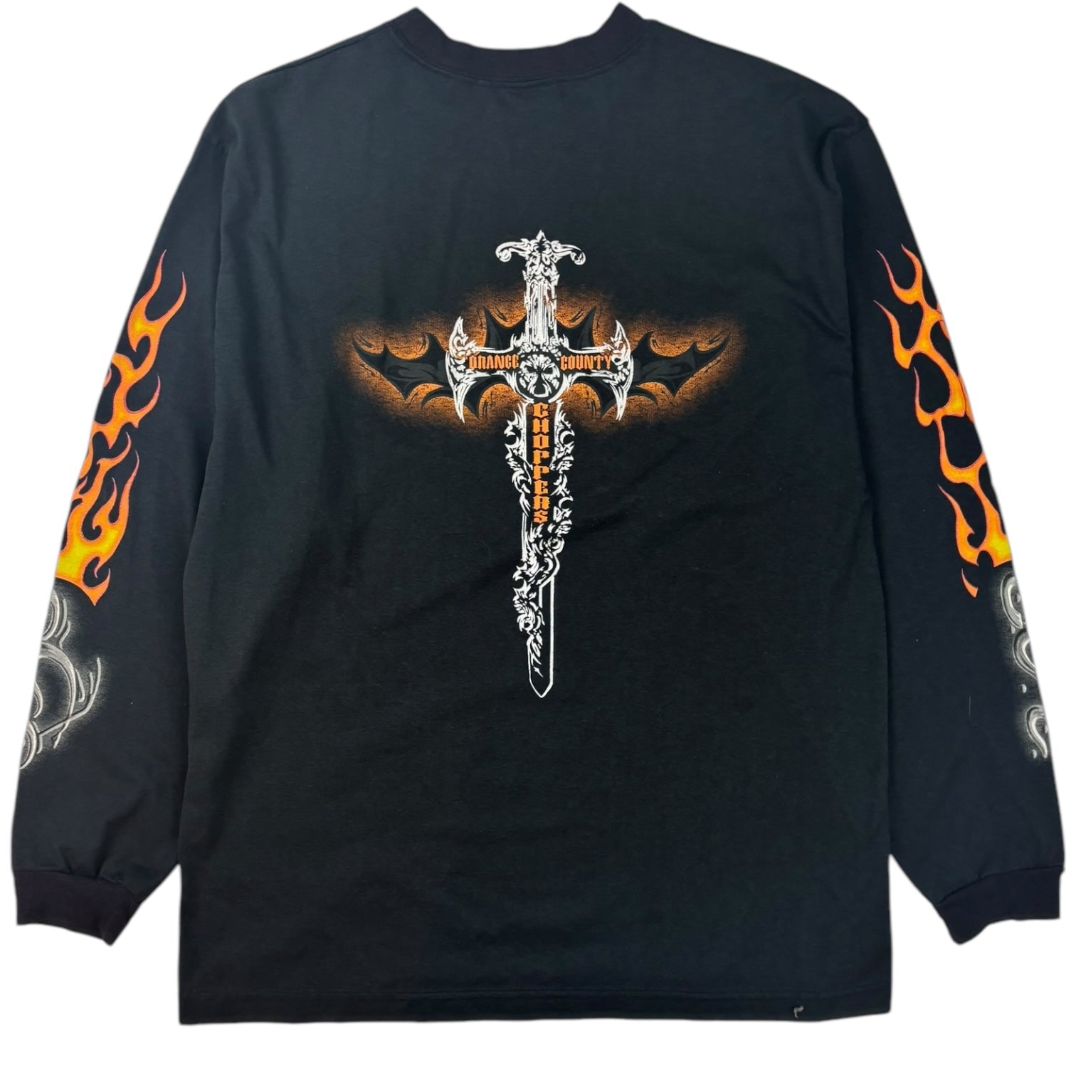 Vintage Orange County Choppers Flaming Sword Long Sleeve Shirt Black
