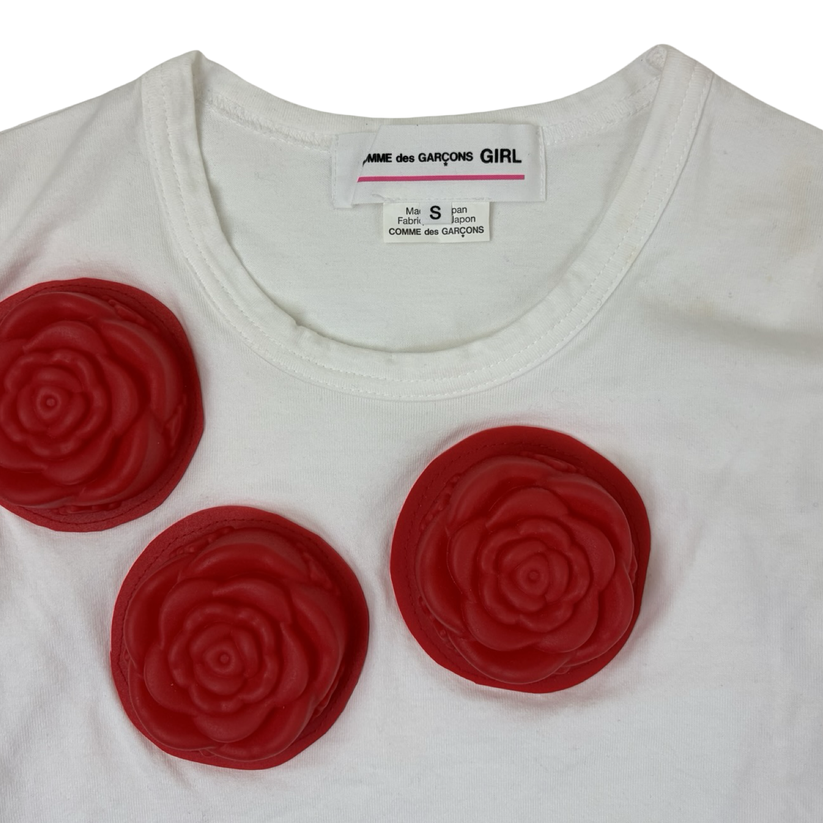 Comme De Garçons GIRL Silicone Rose T-Shirt White