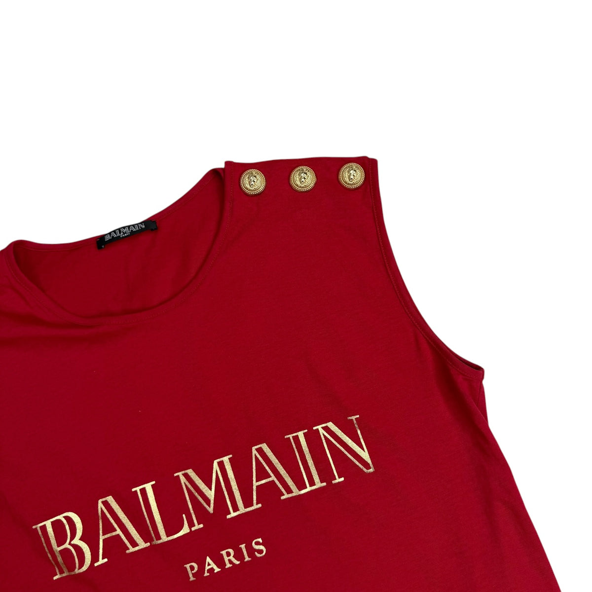 (W) Balmain Logo Print Tank Top Red