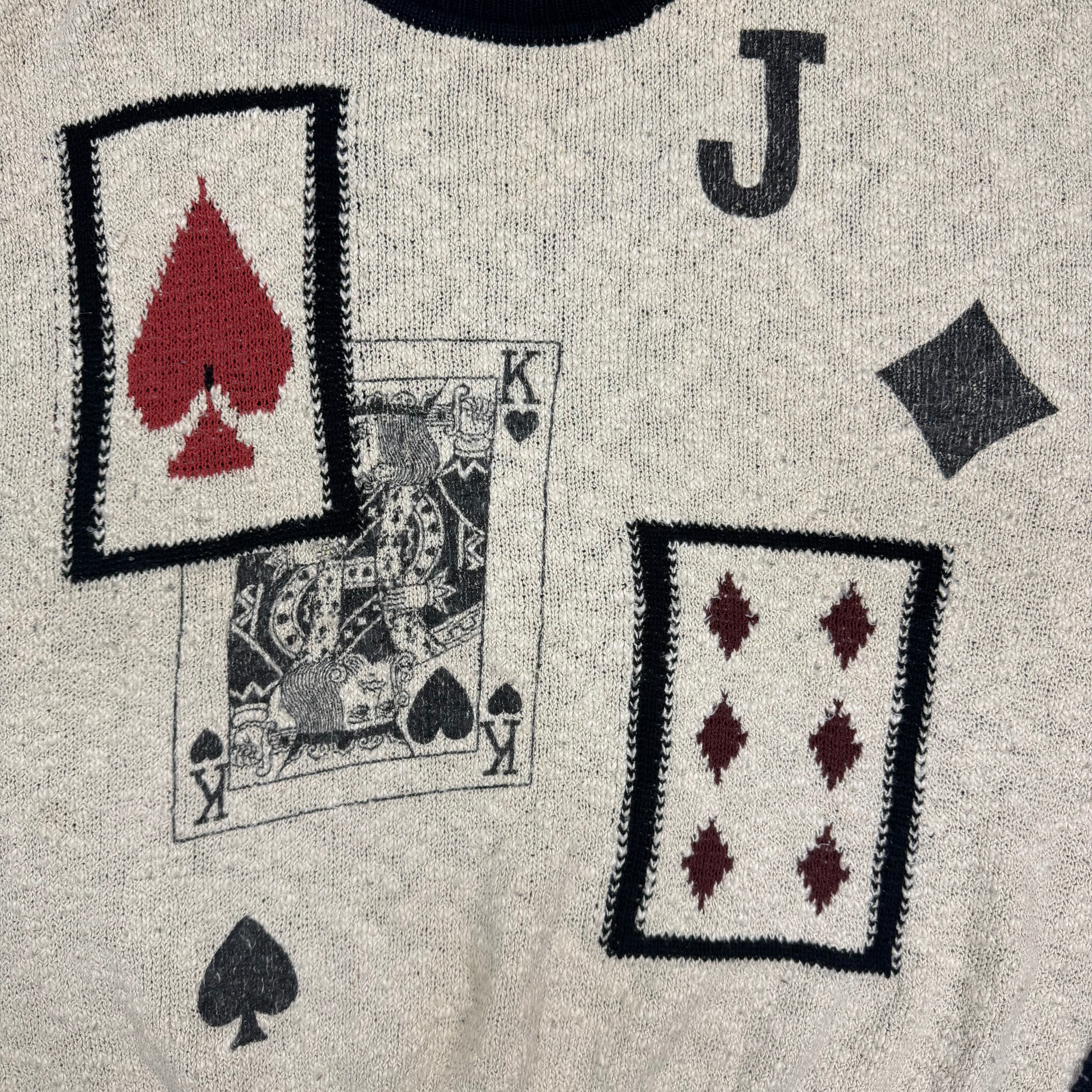 Vintage Nani Bon Playing Cards Knit Sweater Cream/Black