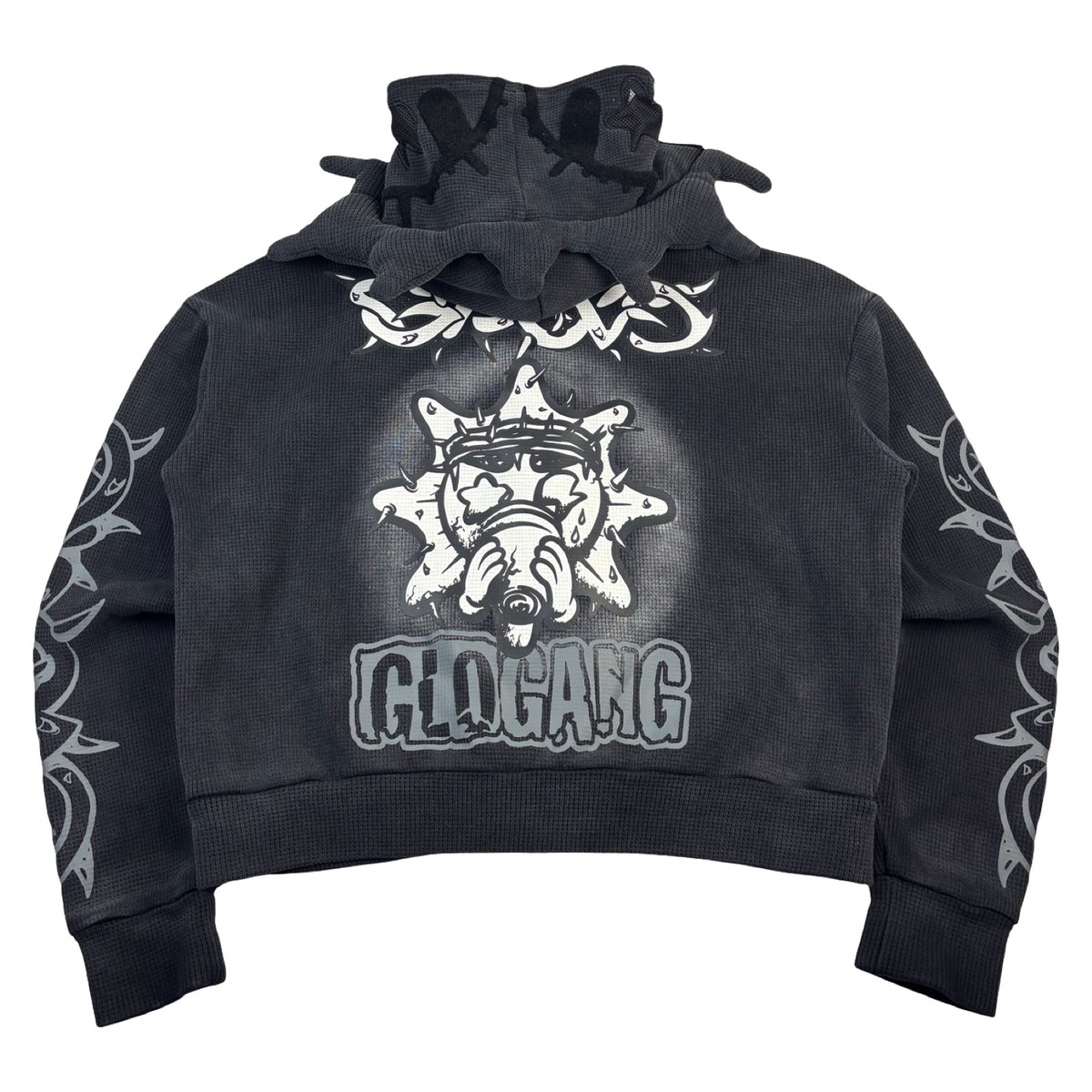 Glo Gang Glory Zip Up Hoodie Faded Black