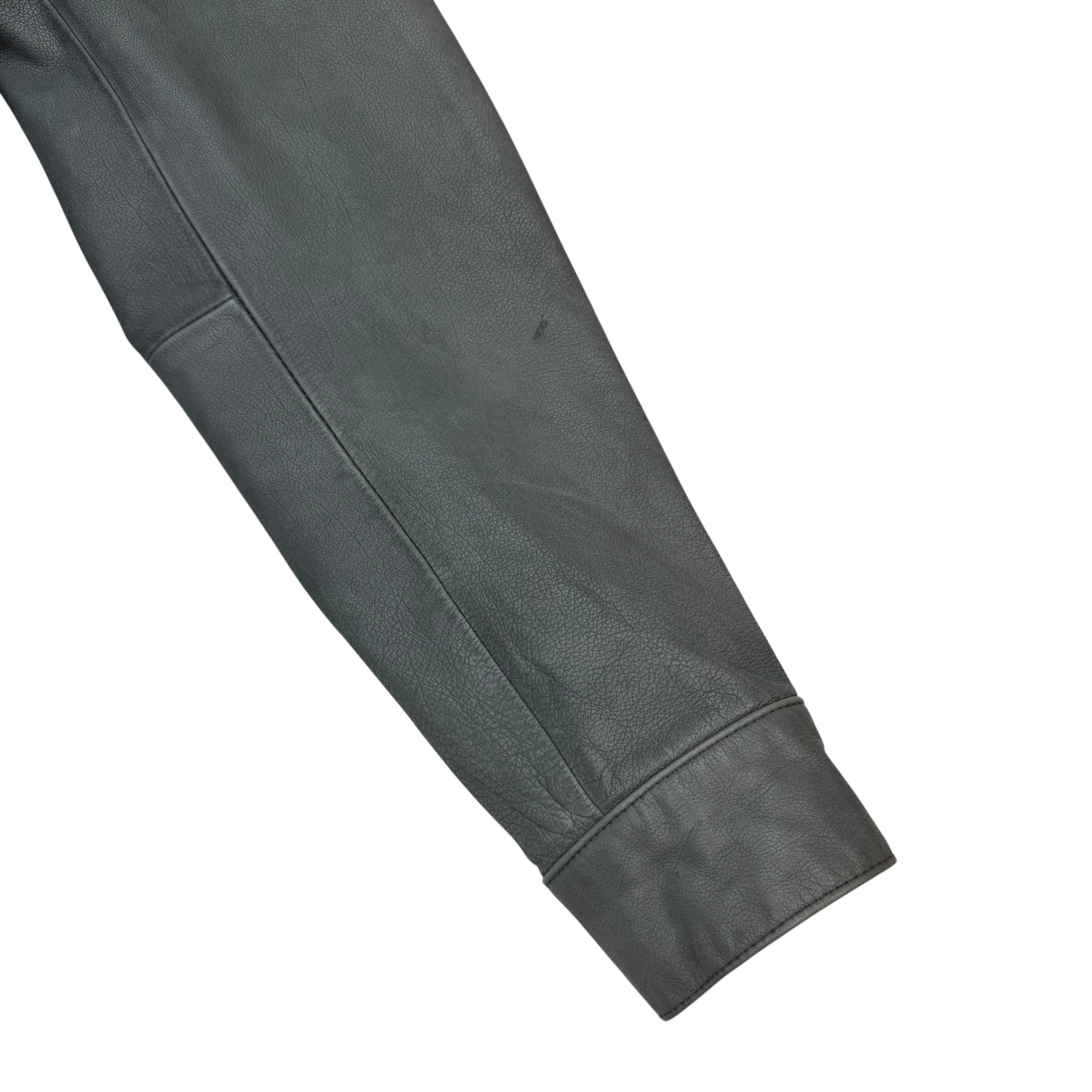 T By Alexander Wang Leather Sleeve Denim Jacket Grey