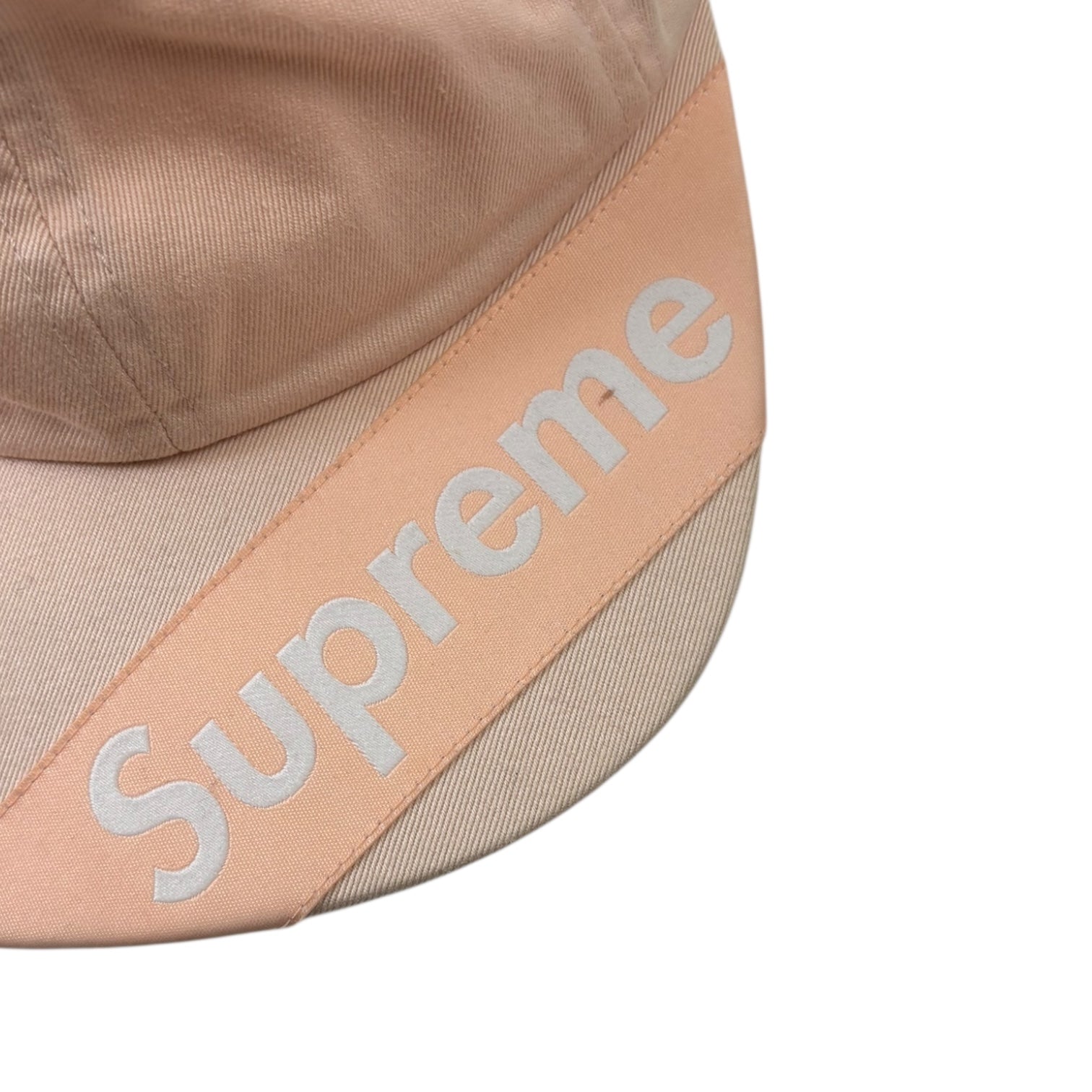 Supreme SS18 Visor Label 6-Panel Strapback Hat Peach