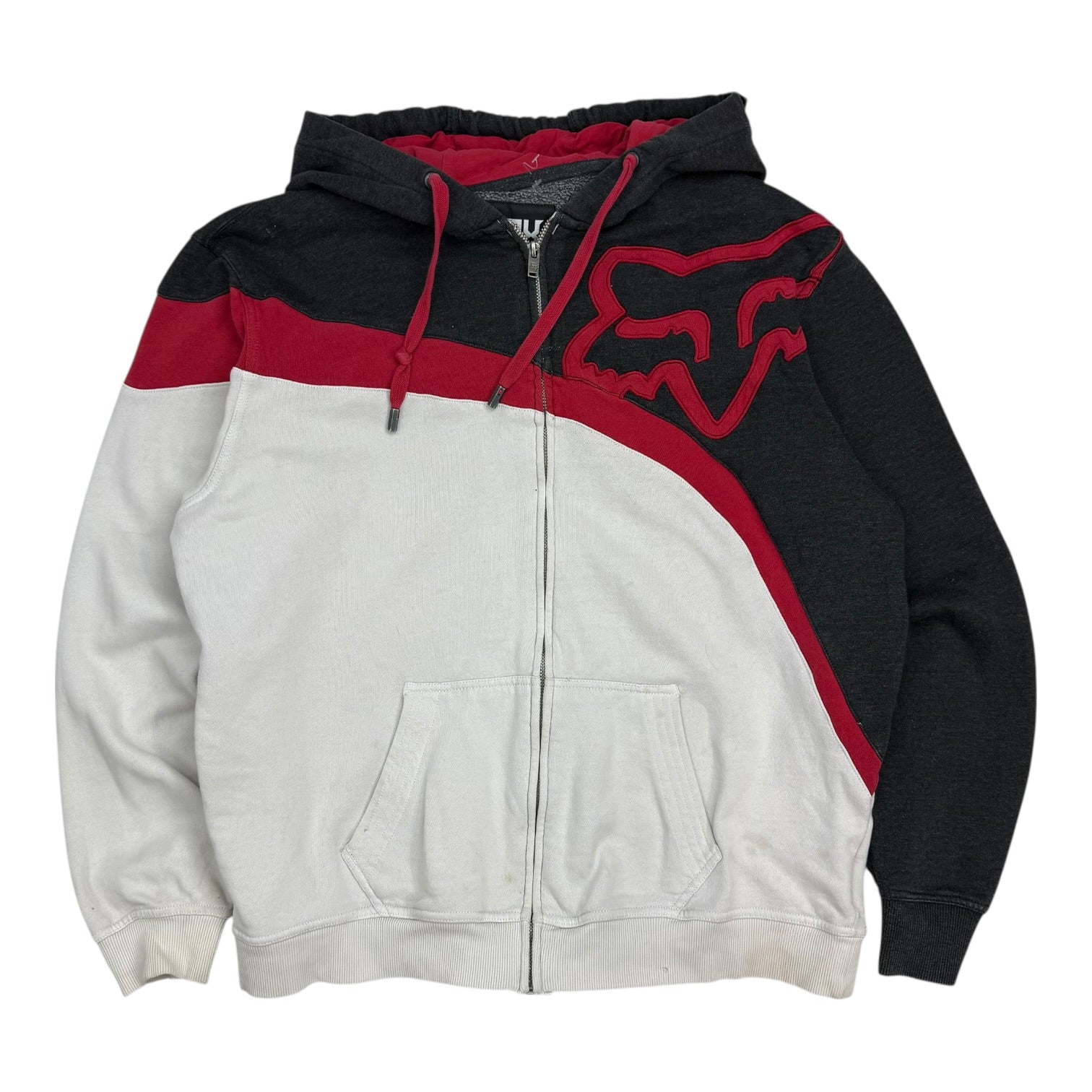 Vintage Fox Racing Zip Up Hoodie White/Red/Black