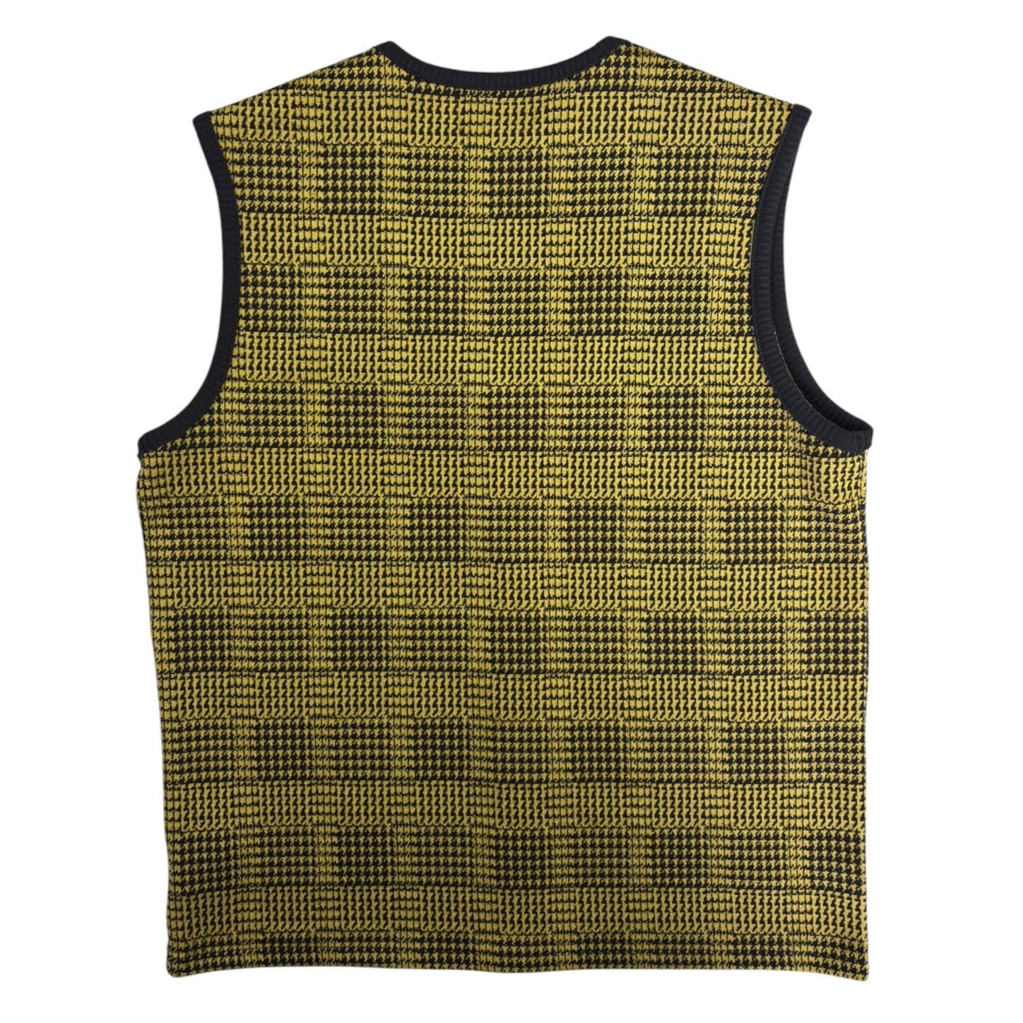 (W) Stussy Yellow and Black Houndstooth Knit Vest