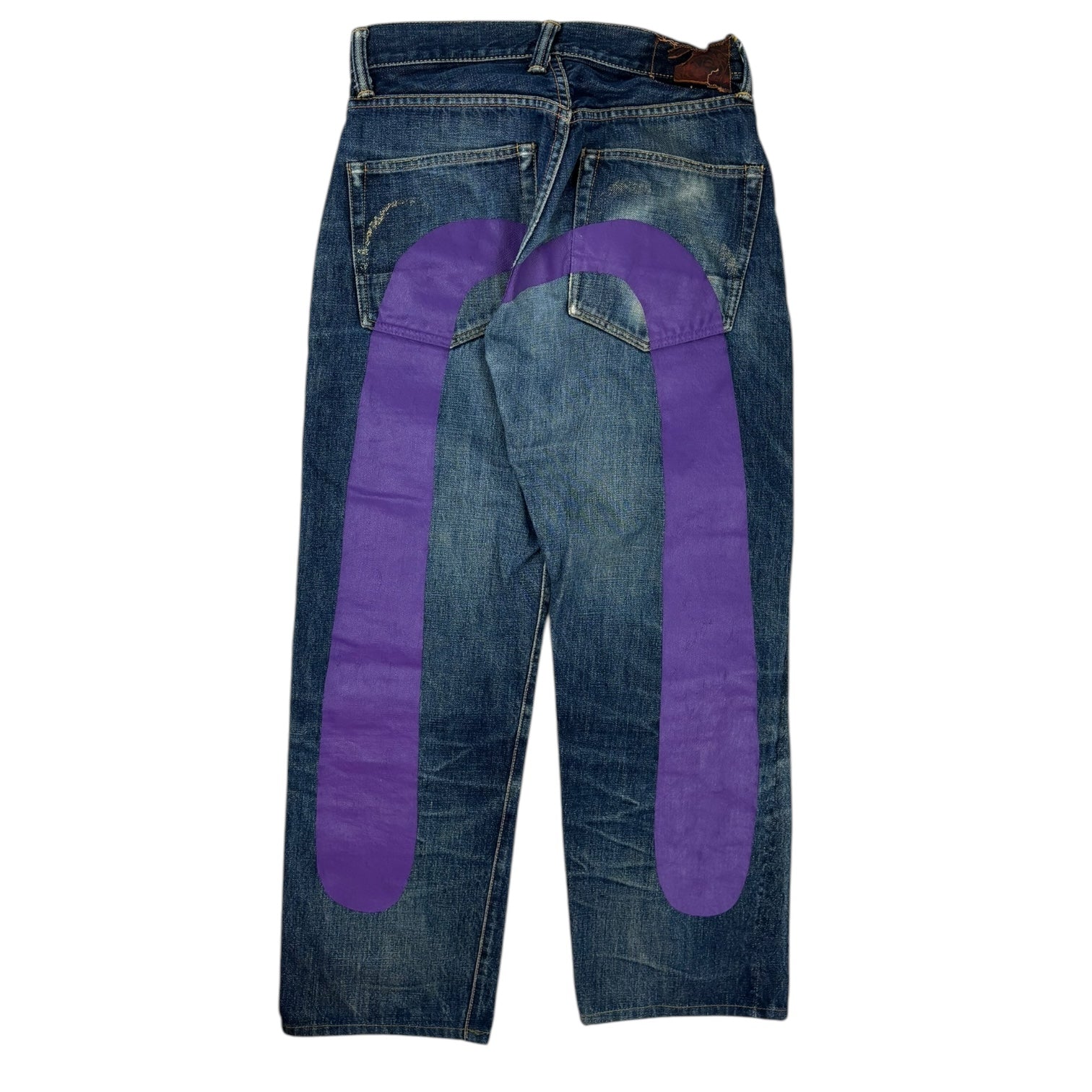 Evisu Purple Diacock Straight Leg Jeans Dark Wash