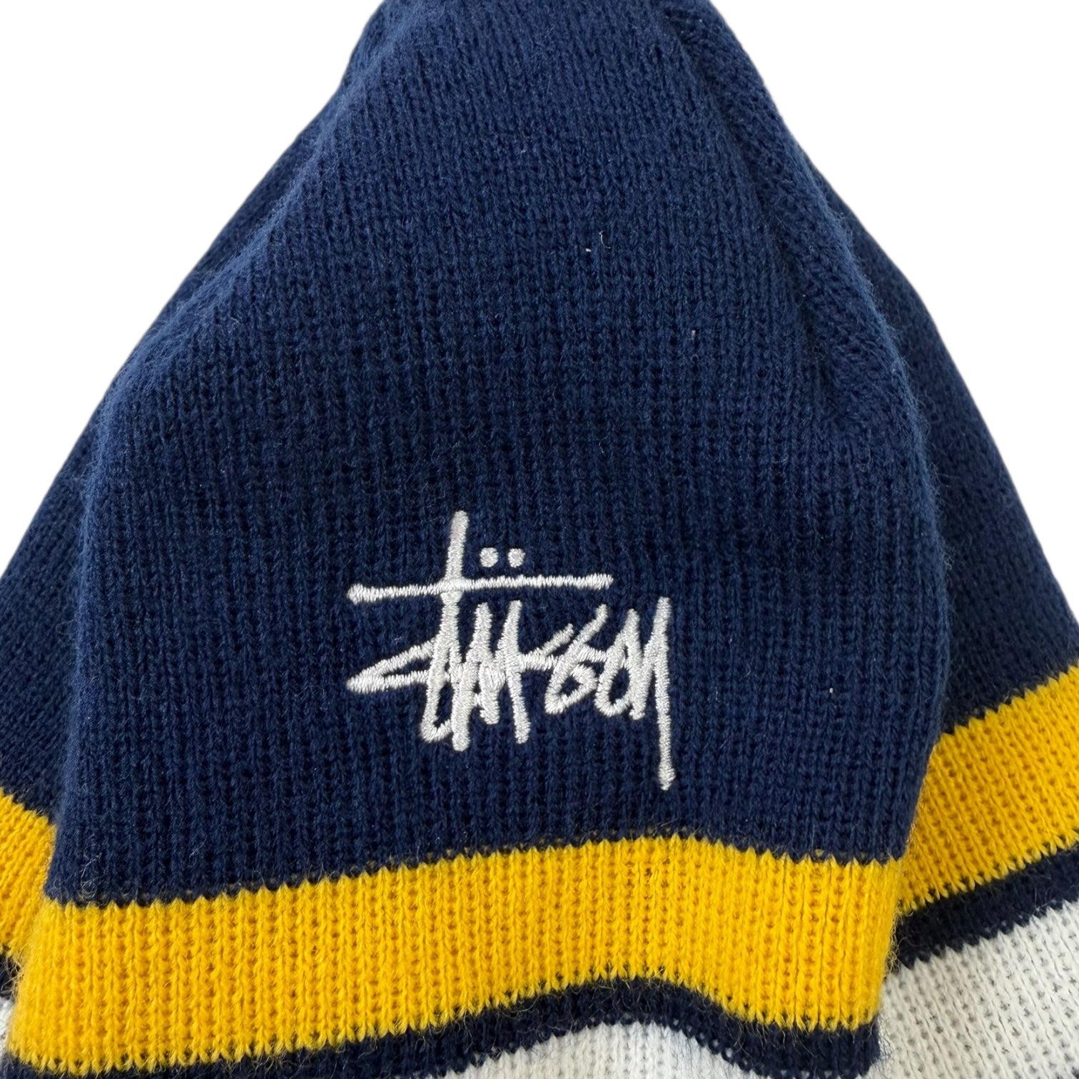 Stussy Skullcap Basic Striped Beanie Navy/Yellow