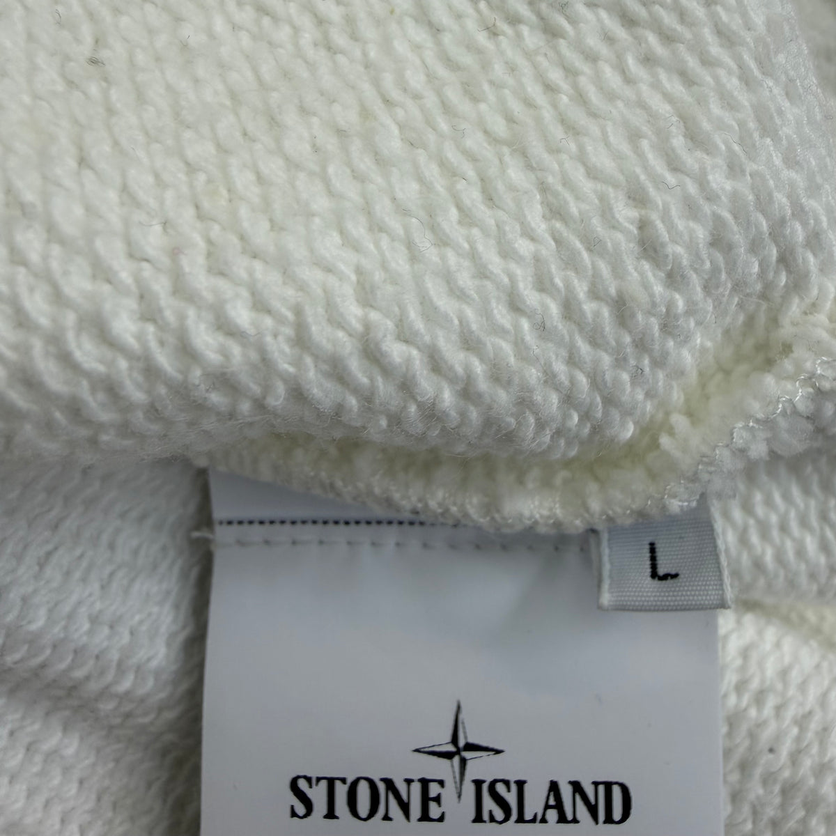 Stone Island Knit-Look Cotton Raw Beauty Sweatshirt White
