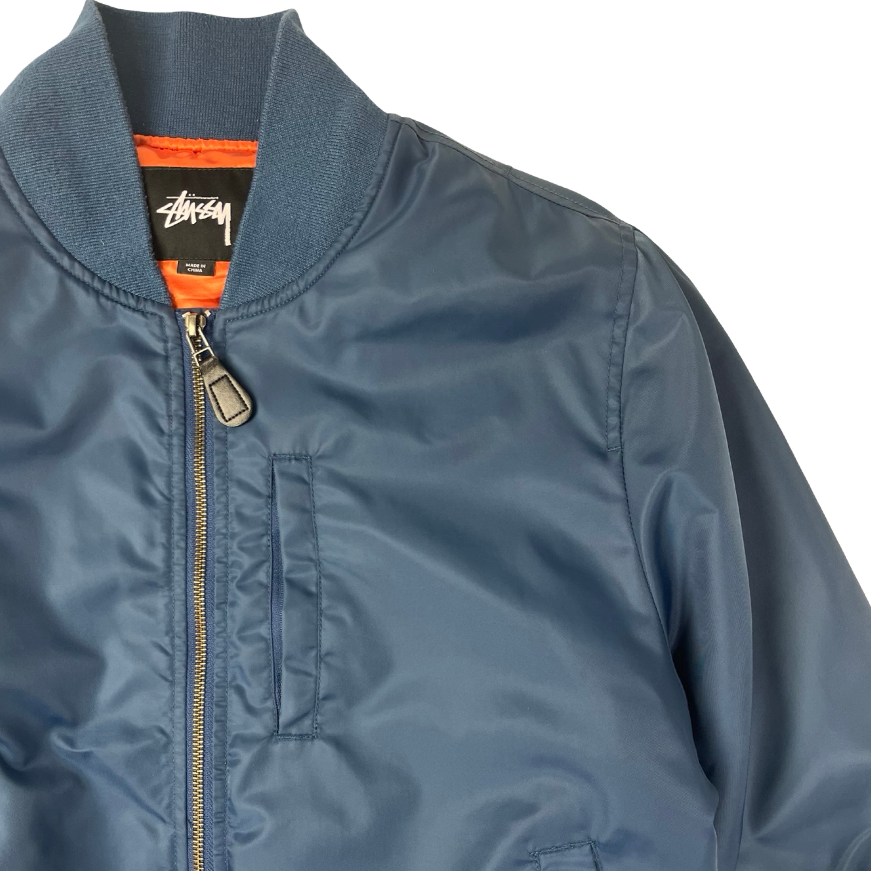 Stussy Satin Flight Jacket Navy