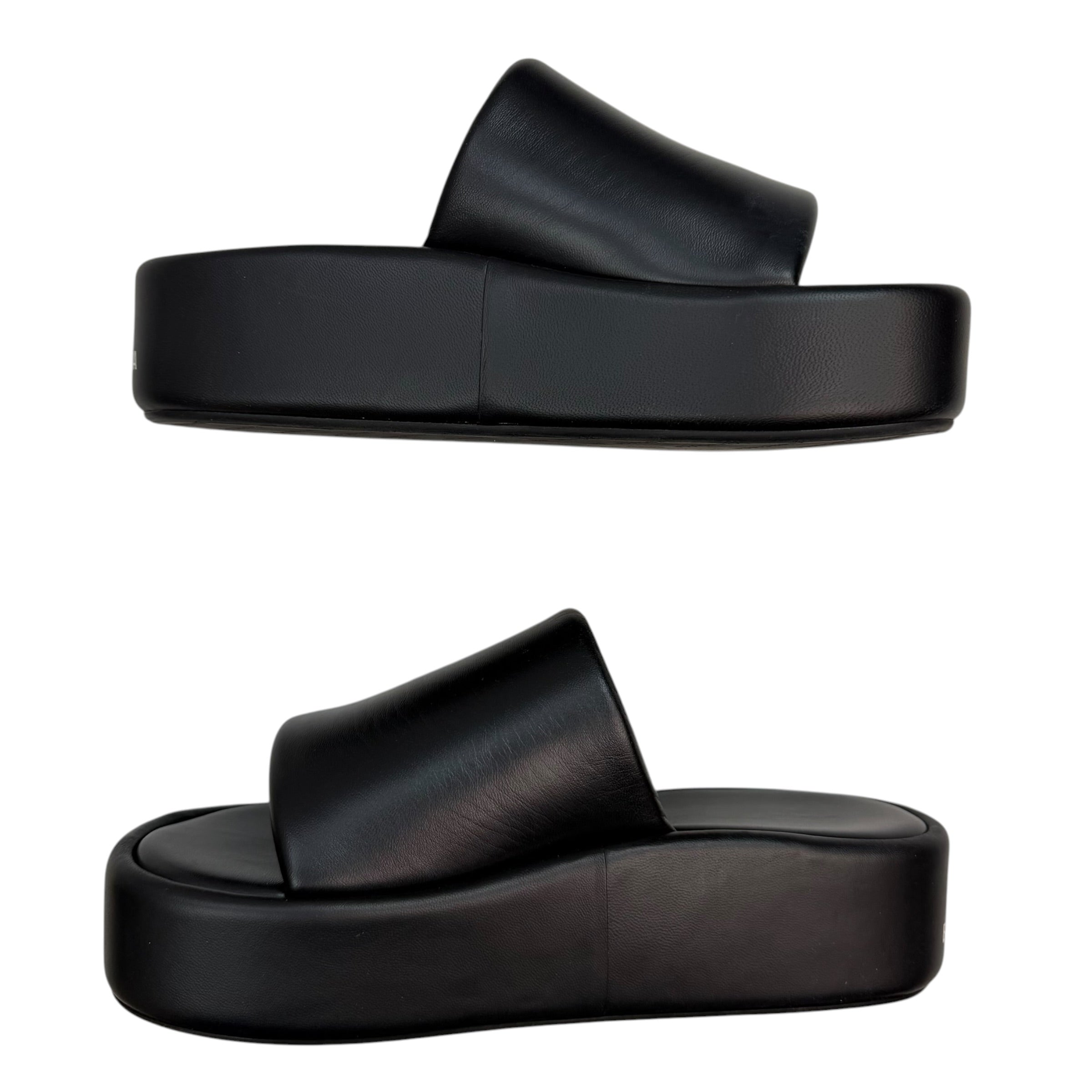 (W) Balenciaga Smooth Nappa Rise Platform Sandals Black