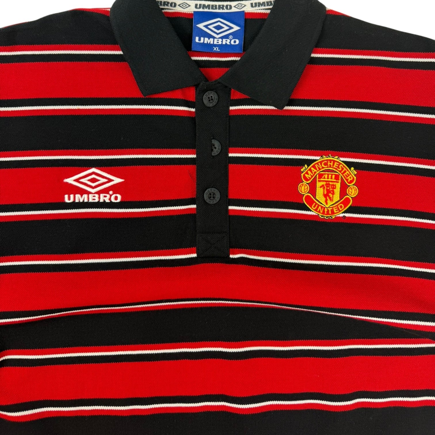 Vintage Umbro Manchester United Striped Polo Shirt