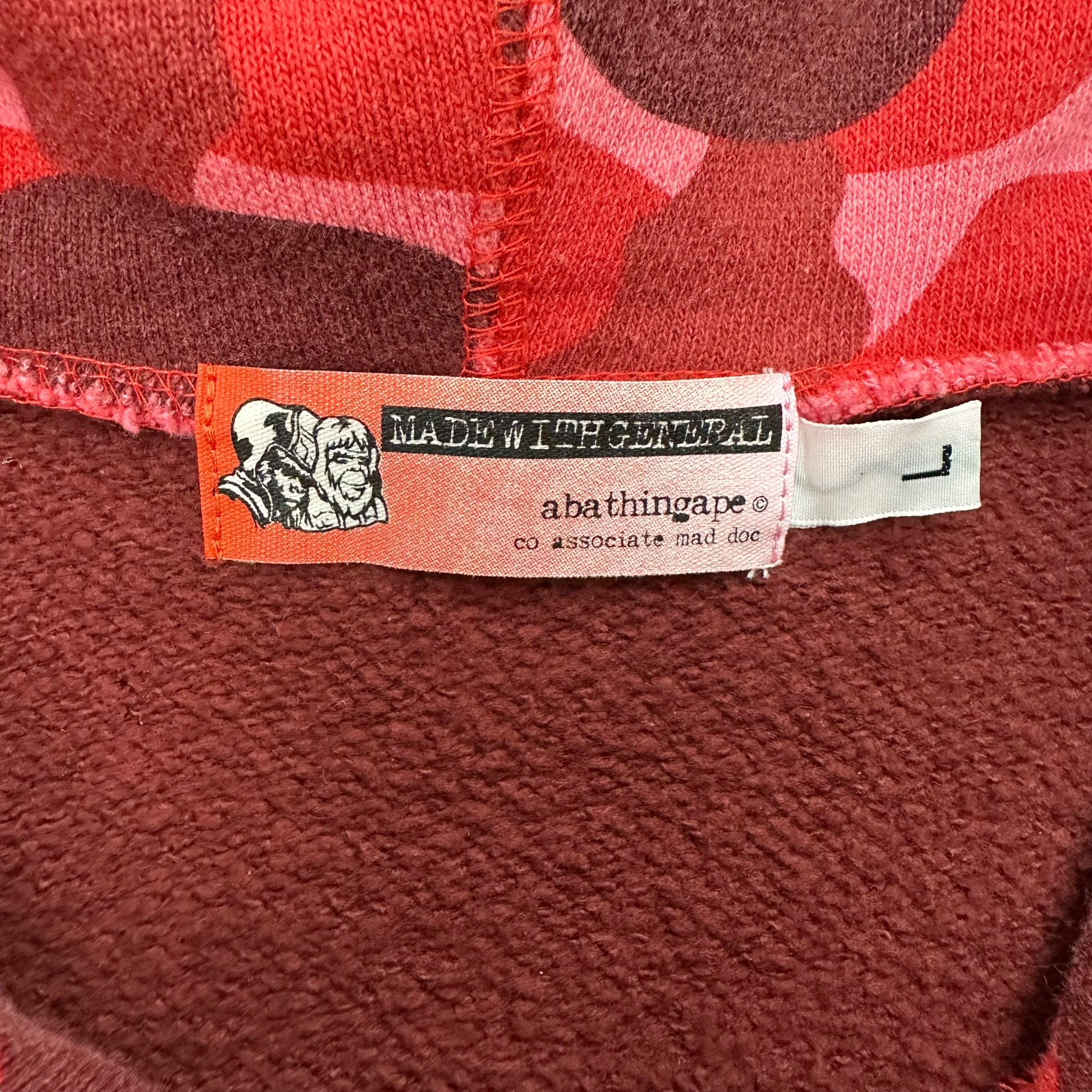 Bape ABC Colour Camo Full Zip Hoodie Red