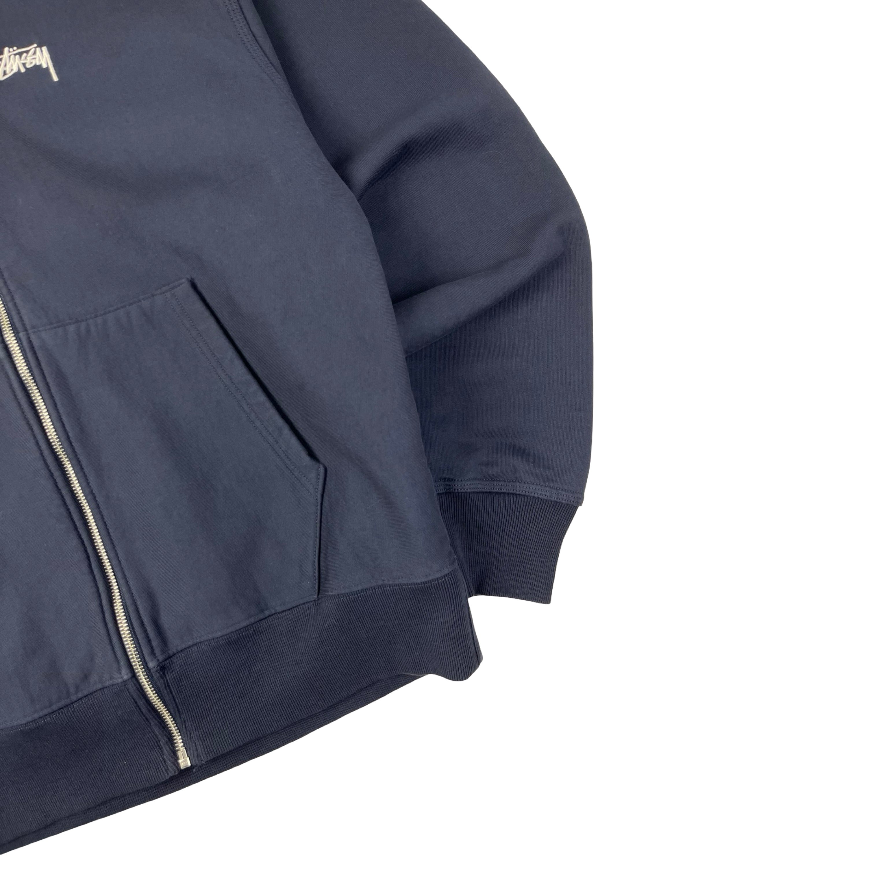 Stussy Stock Logo Zip Up Hoodie Navy