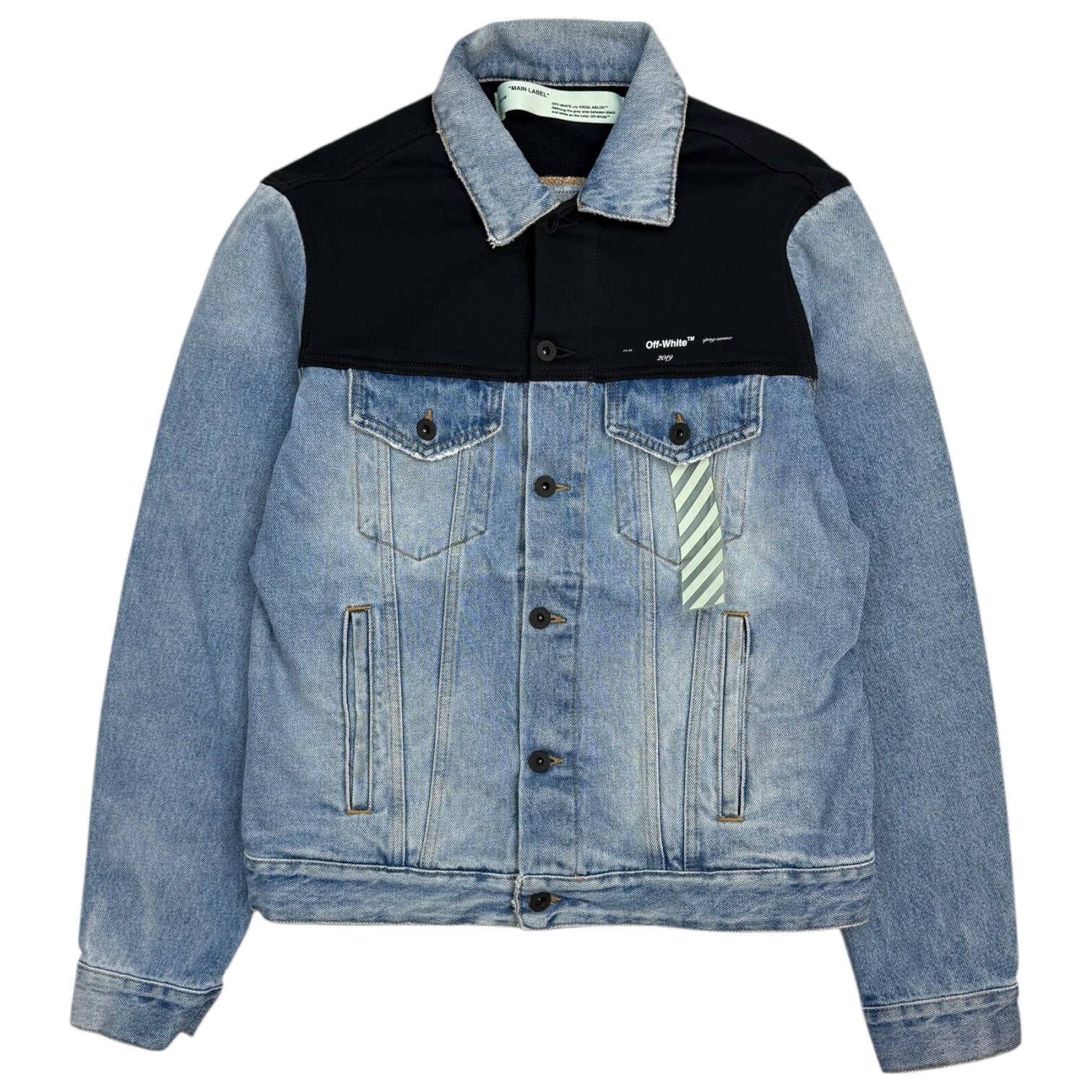 Off-White Contrasting Panel Light Denim/Black