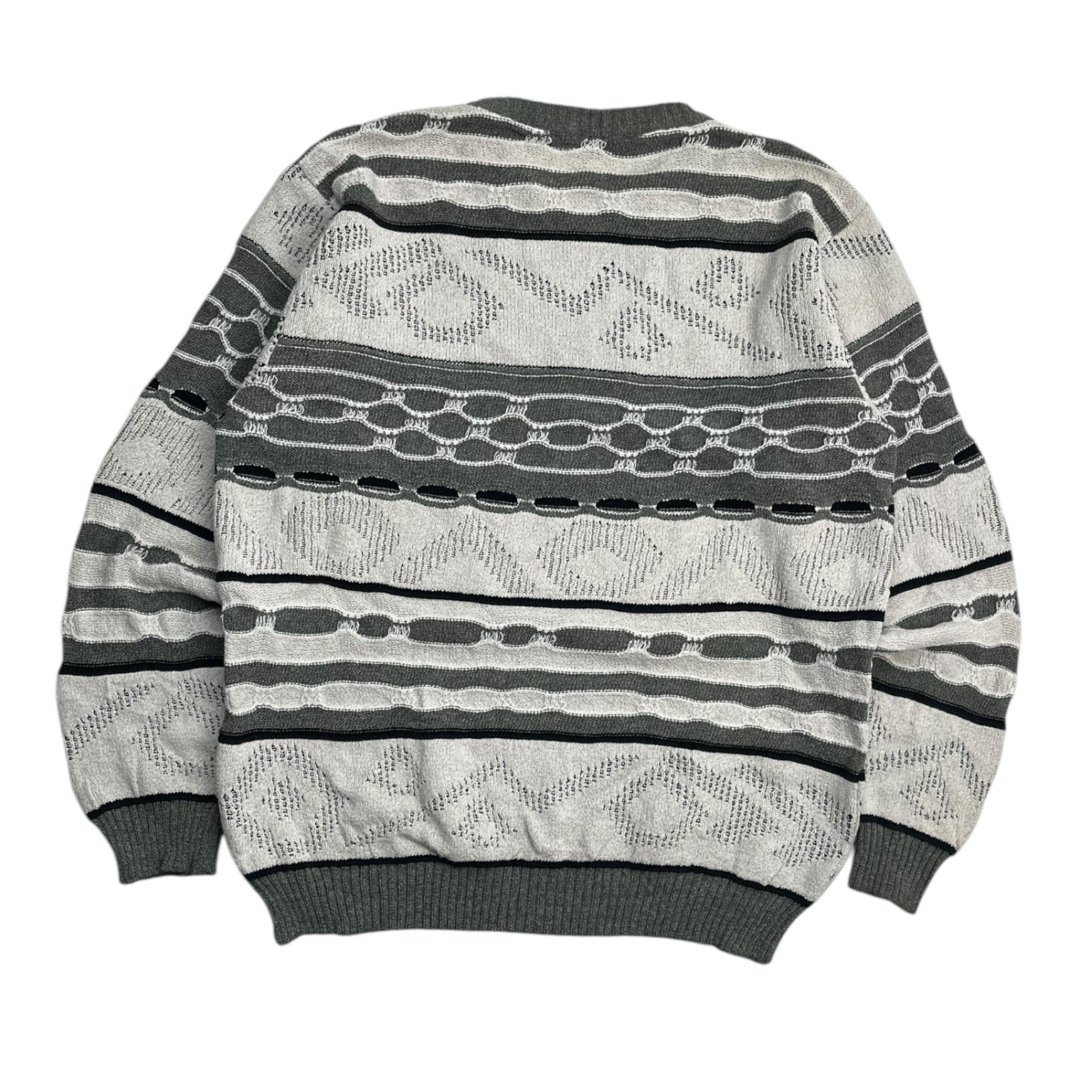 Vintage Horizontal Patterned 3D Knit Grey