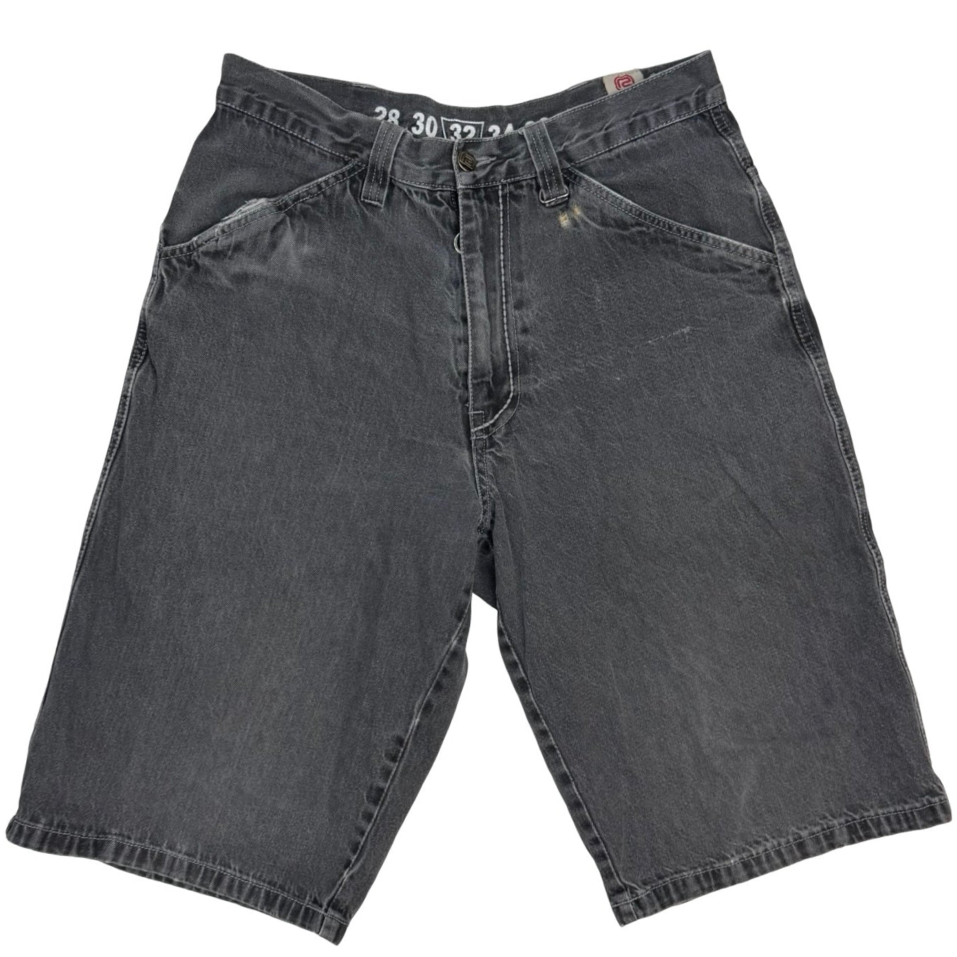 Vintage R2 Jeans Tribal Embroidered Denim Shorts Washed Grey