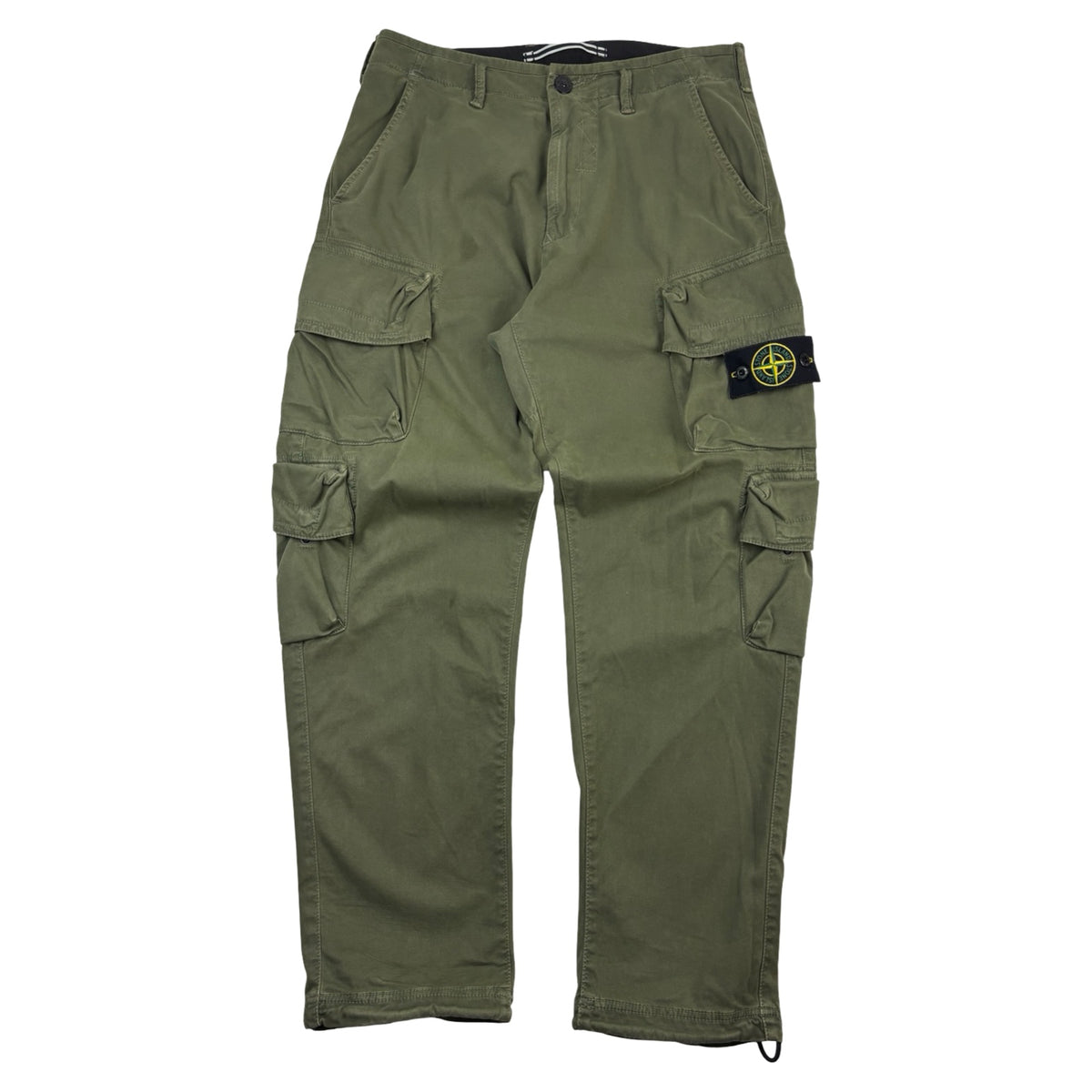 Stone Island Stretch Cotton Twill Cargo Trousers Military Green