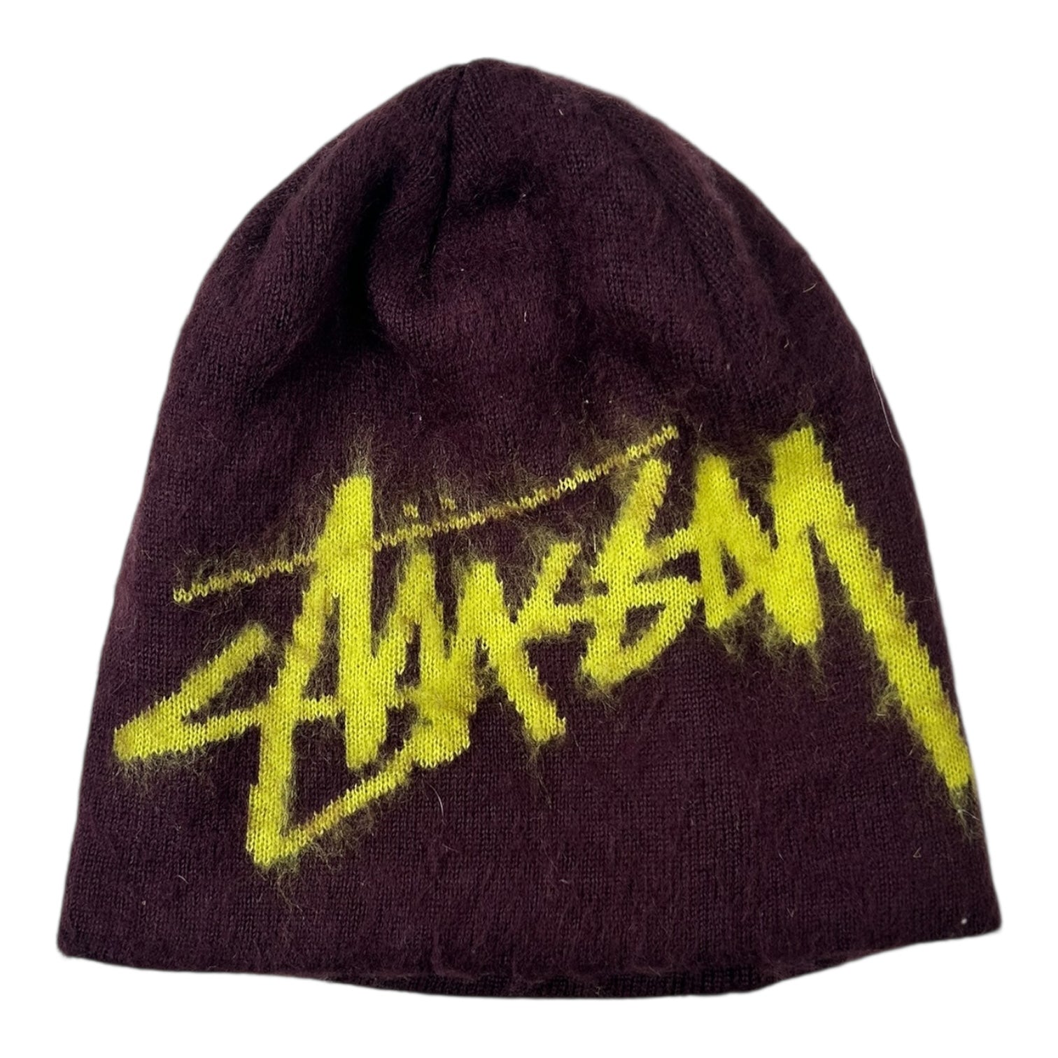 Stussy Brushed Stock Logo Skull Cap Beanie Eggplant