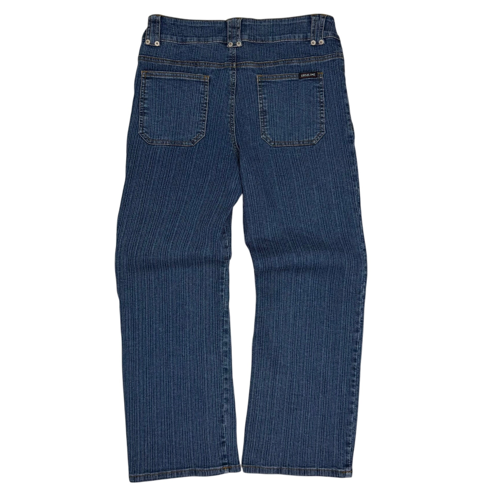 (W) Vintage Gasoline Medium Wash Utility Jeans Blue