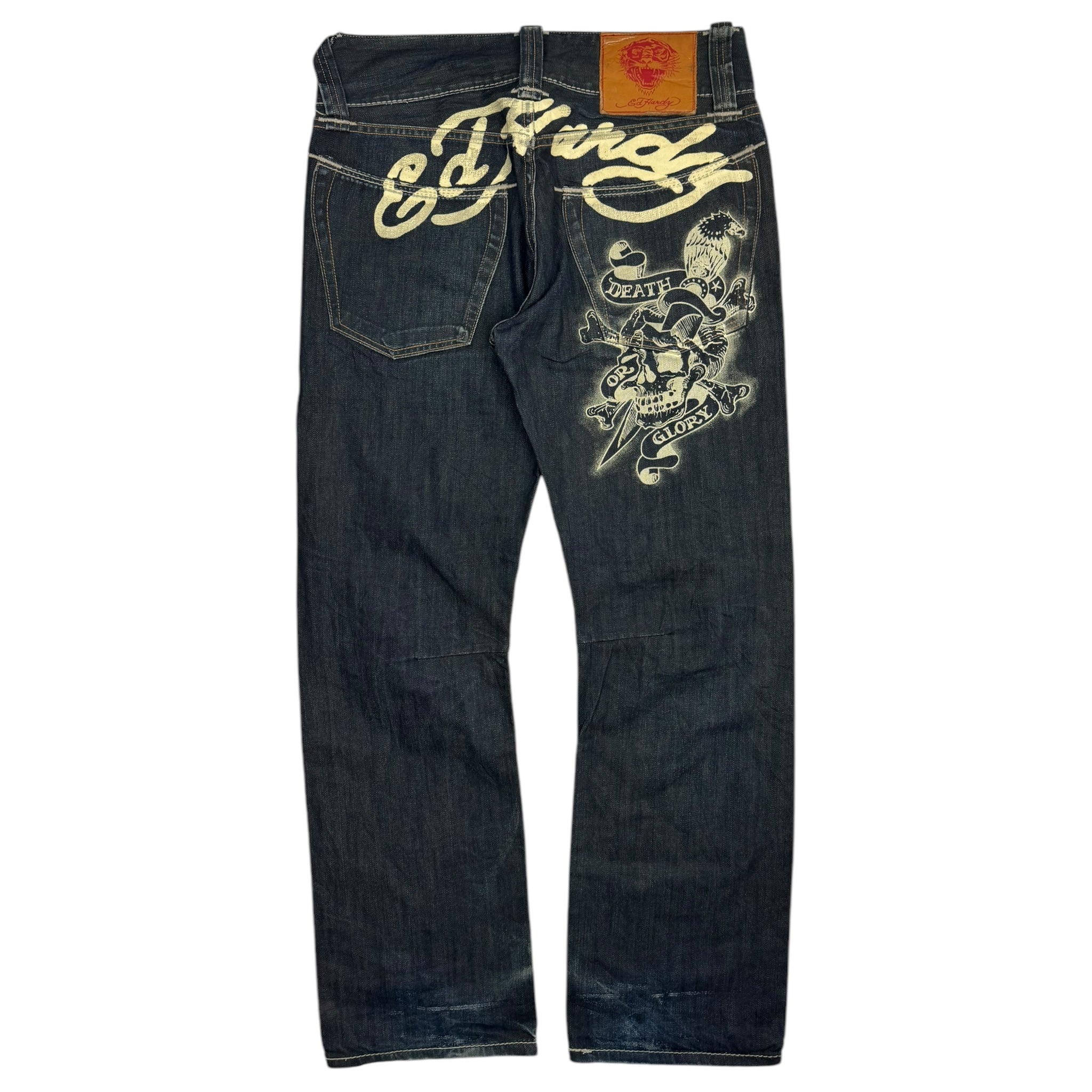 Y2K Ed Hardy Death Glory Light Wash Denim Jeans