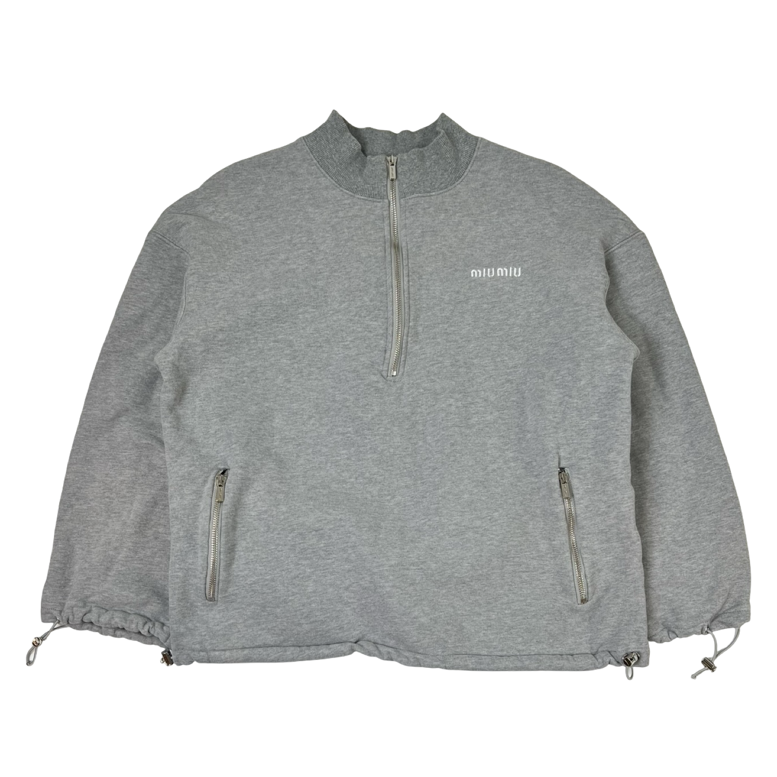 (W) Miu Miu Half-Zip Sweatshirt Grey