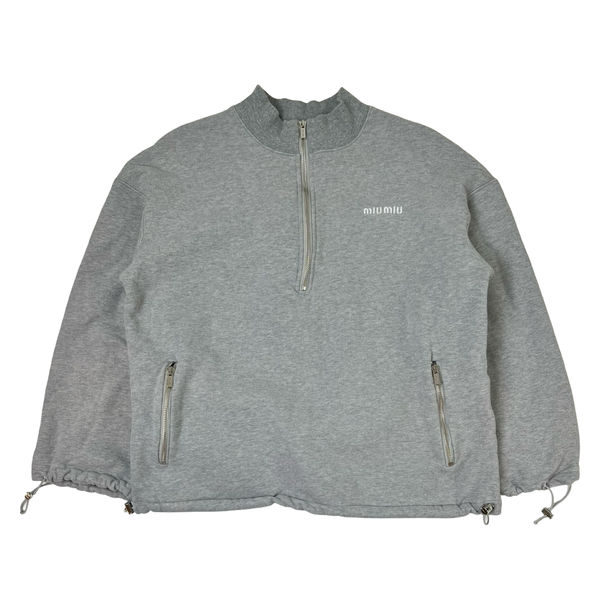 (W) Miu Miu Half-Zip Sweatshirt Grey