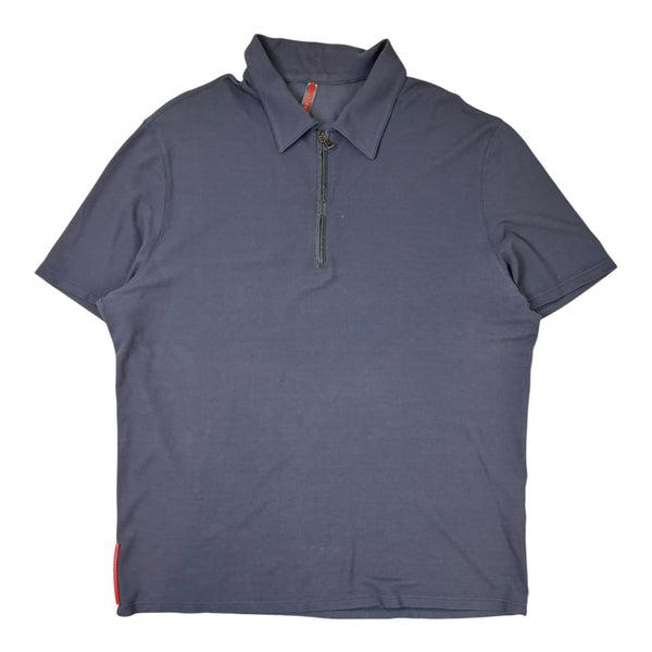 Prada Quarter-Zip Polo T-Shirt Navy