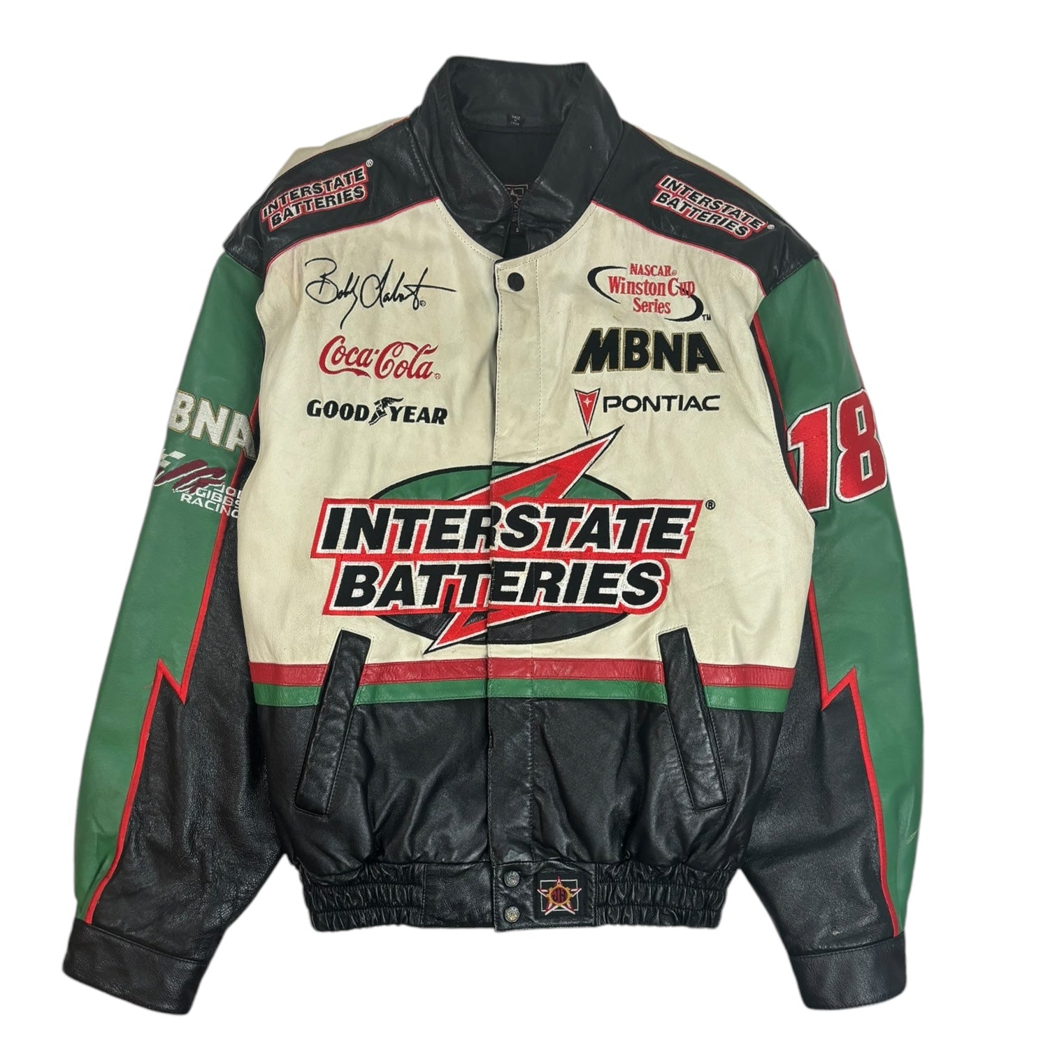 Vintage Nascar Bobby LaBonte Interstate Batteries Leather Racing Jacket