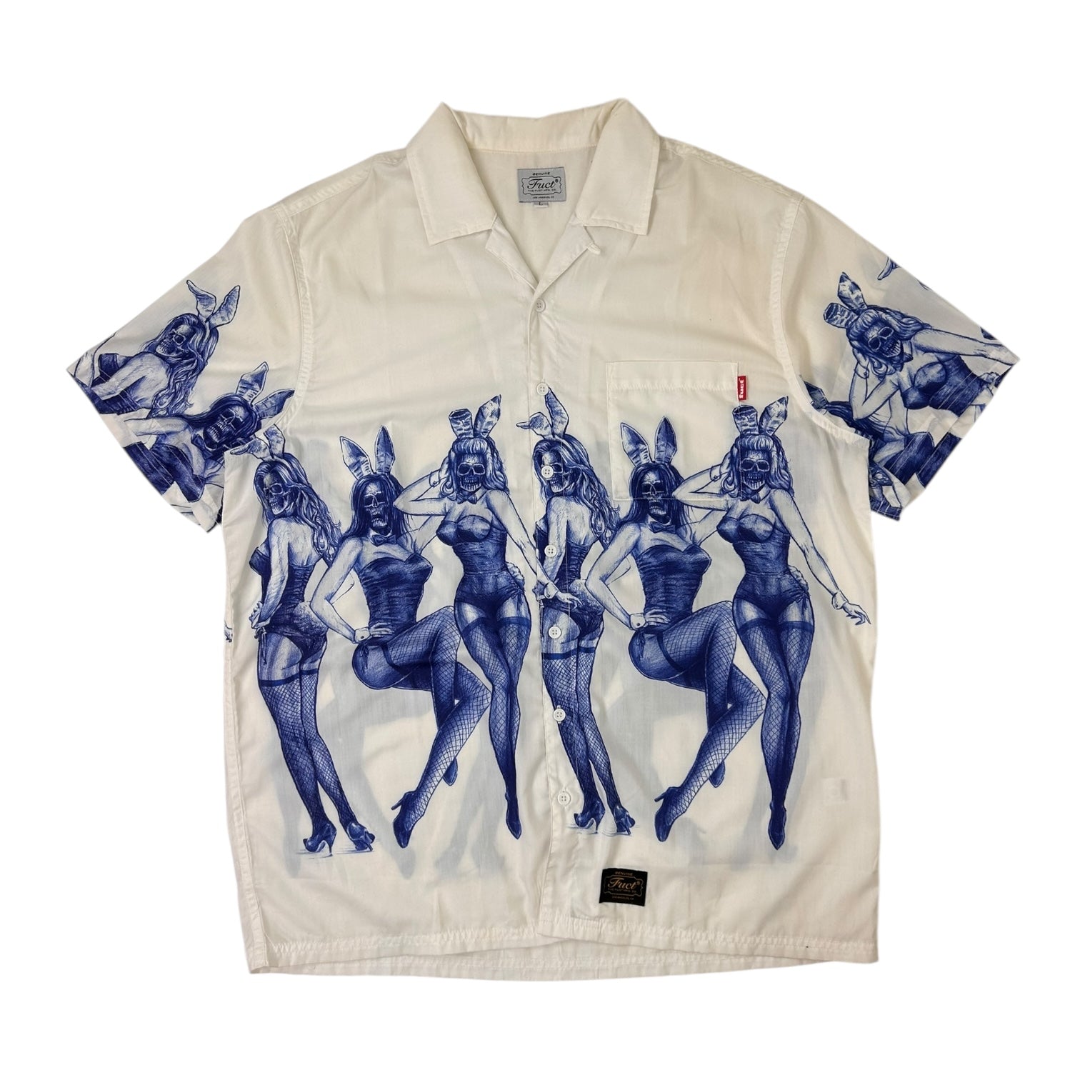 Fuct X Death Bunny Aloha Button Up Shirt White