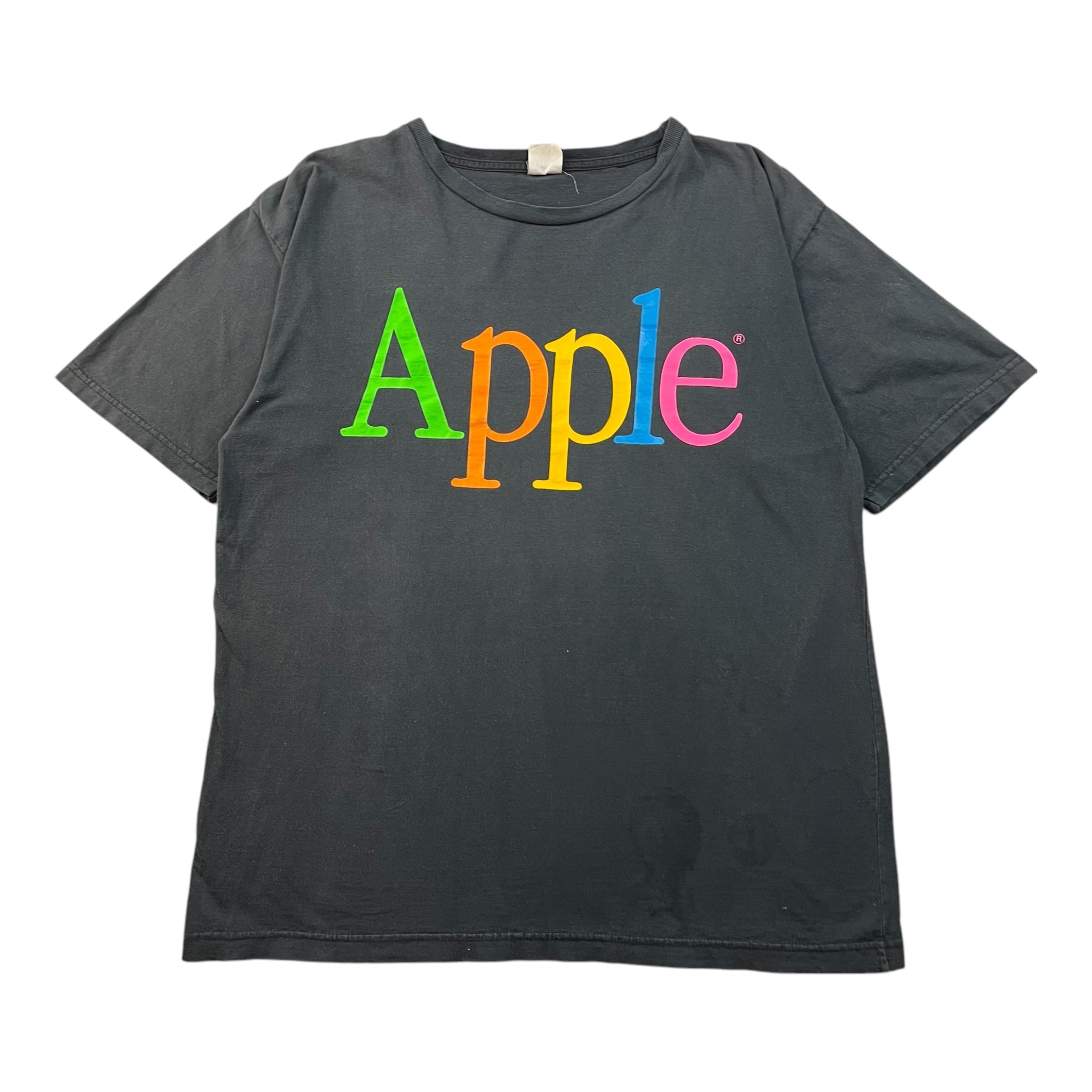 Vintage Rainbow Apple Spell Out Tee Black