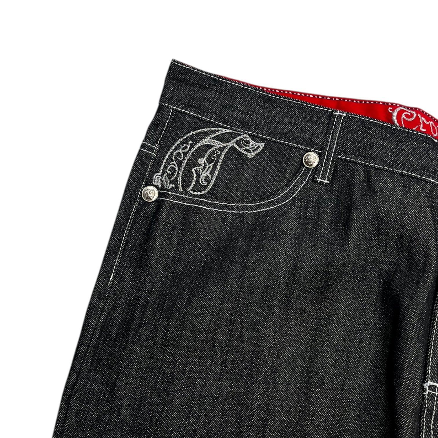 Vintage Y2K Crown Holder Chrome Embroidered Denim Jeans