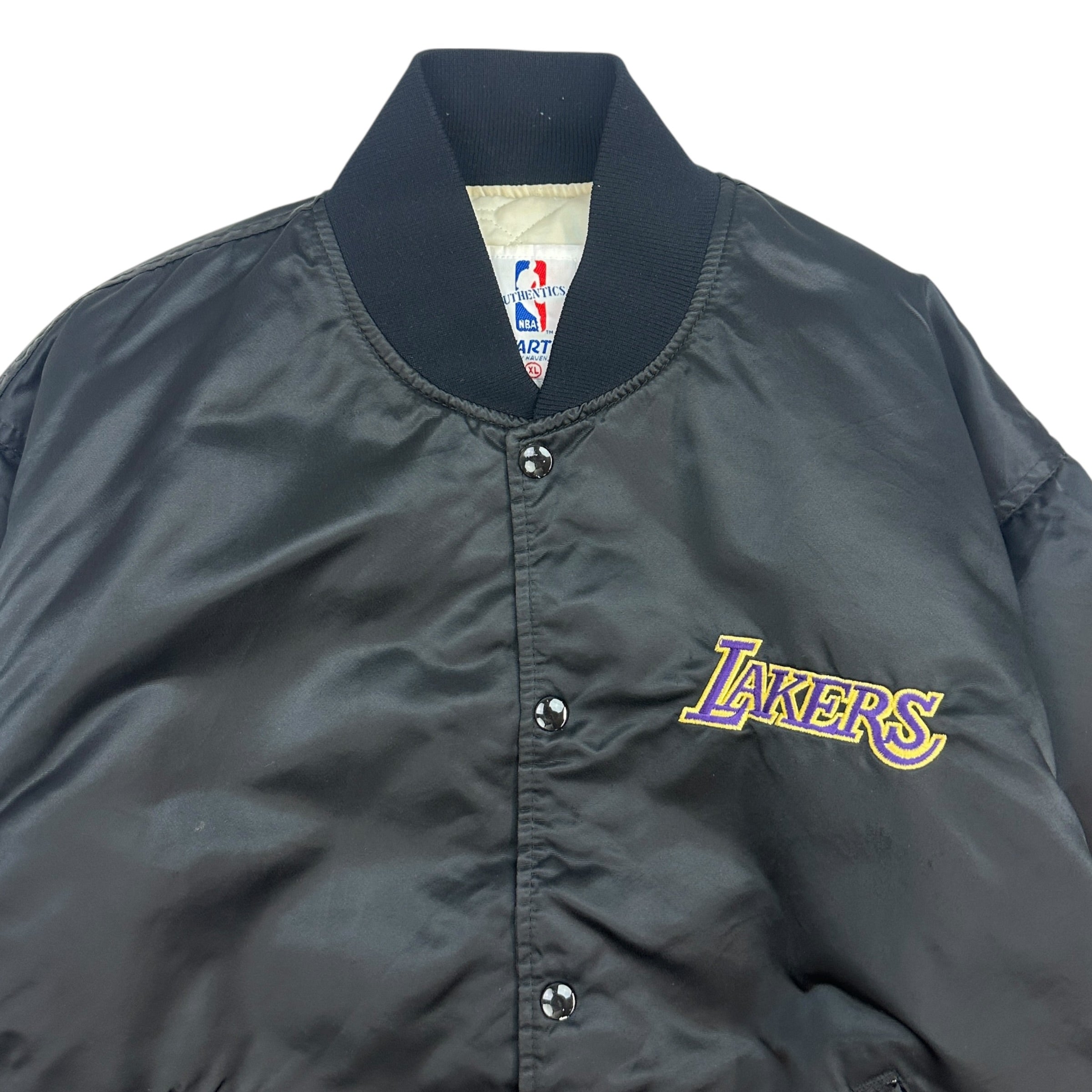 Vintage Starter LA Lakers Satin Bomber Black