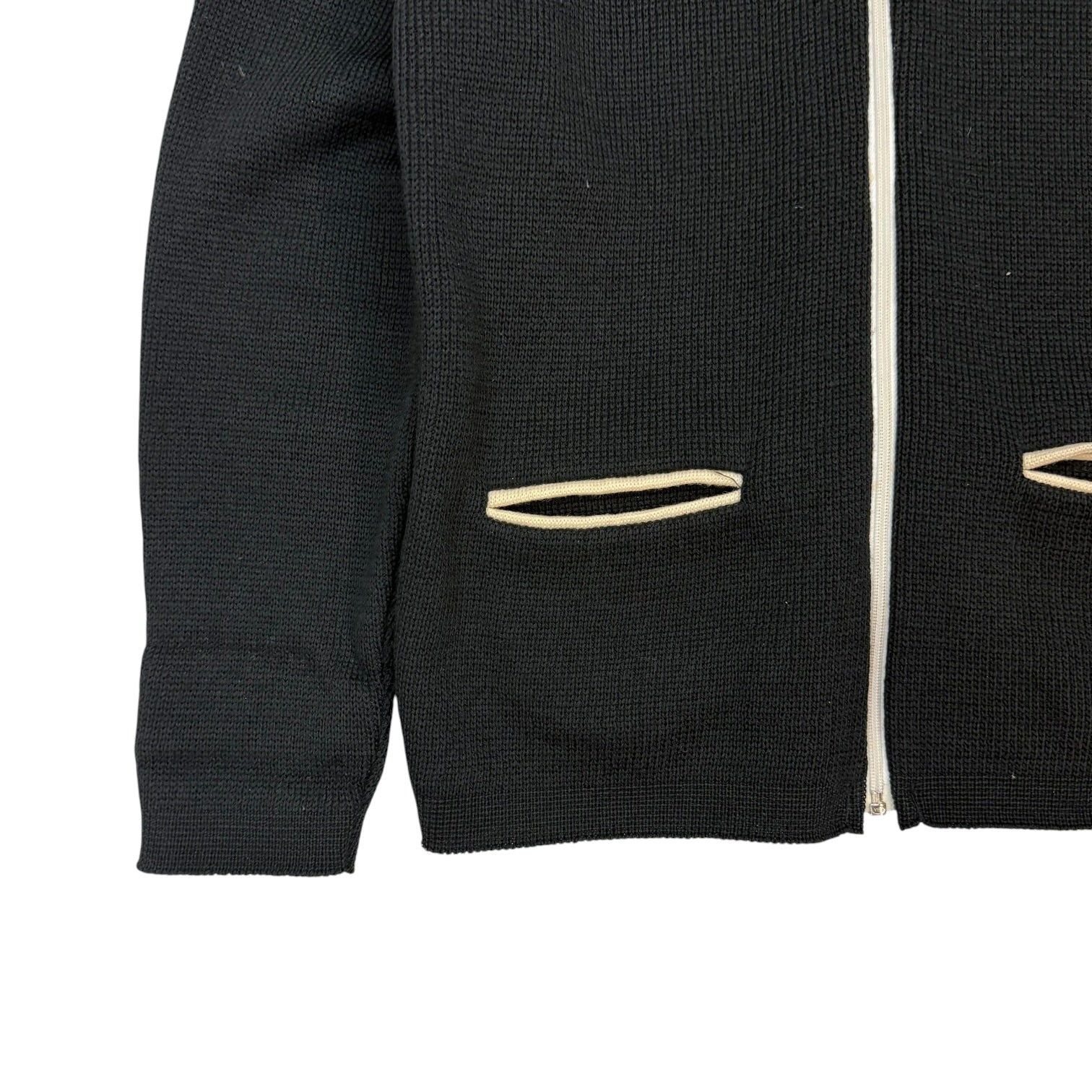 Vintage Ernie Richardson Curling Wool Zip Up Sweater Black