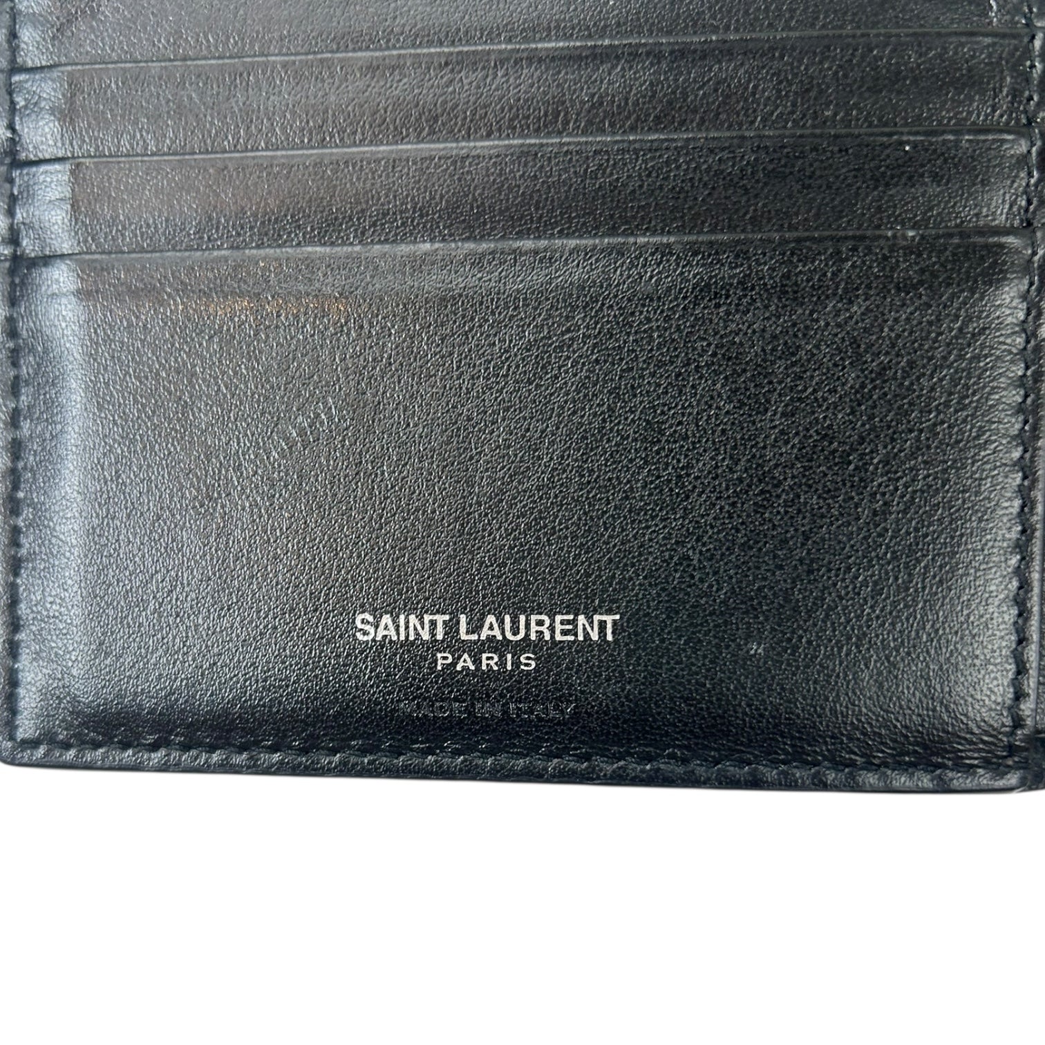 Saint Laurent Cassandre Bi-Fold Leather Wallet Black