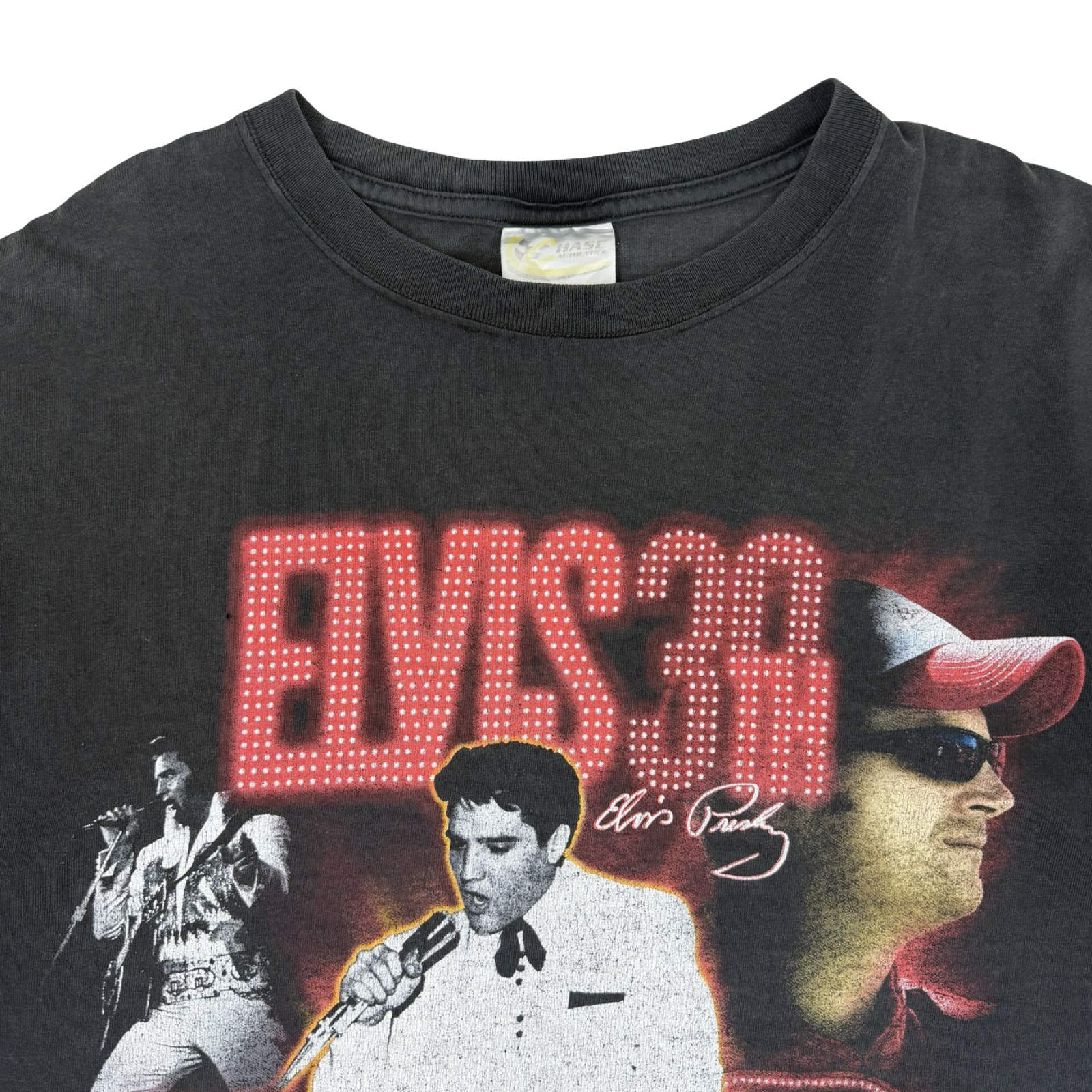 Vintage Chase Authentics Elvis Presley X Dale Earnhardt Jr T-Shirt Black
