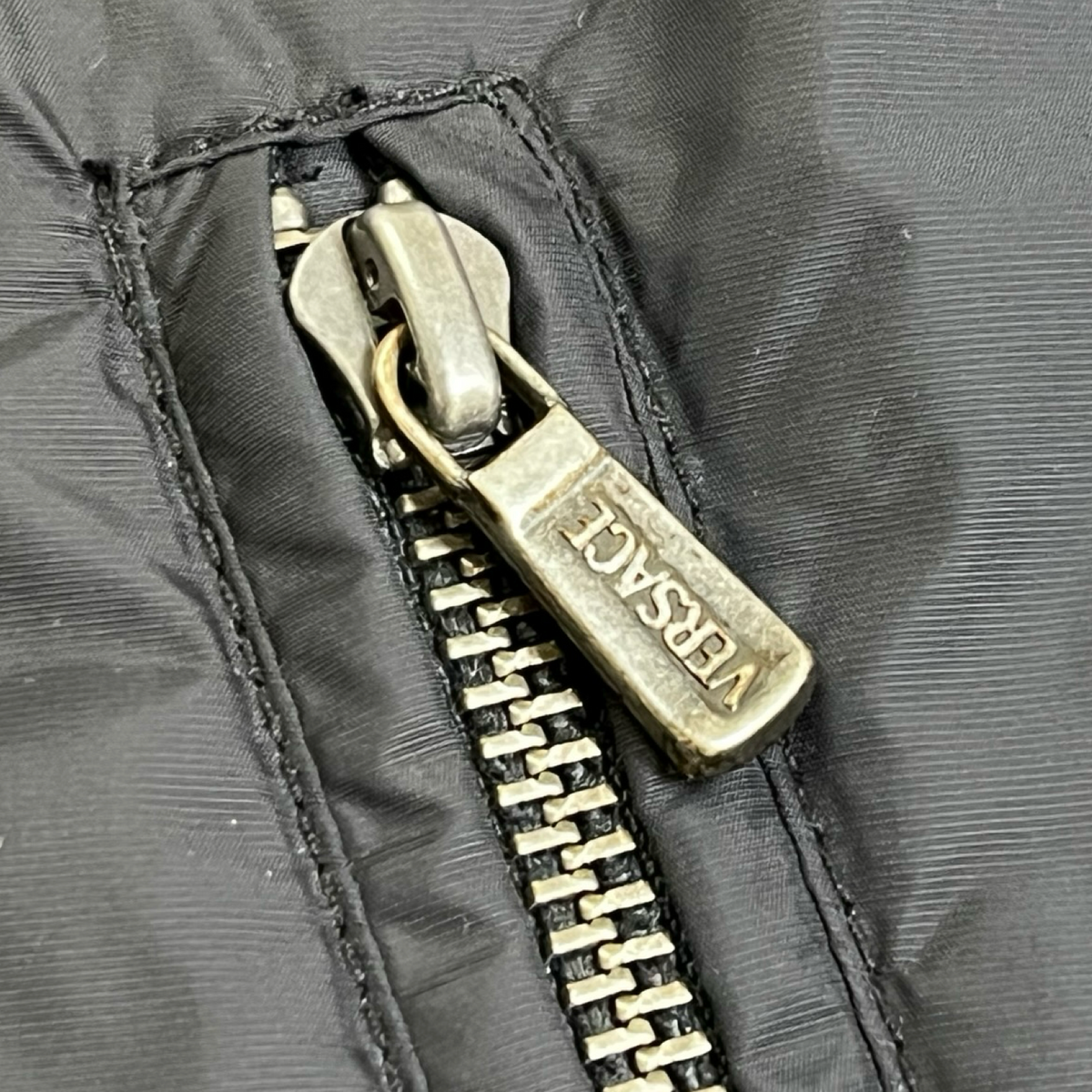 Vintage Versace Quikted Down Leather Inserts Puffer Jacket