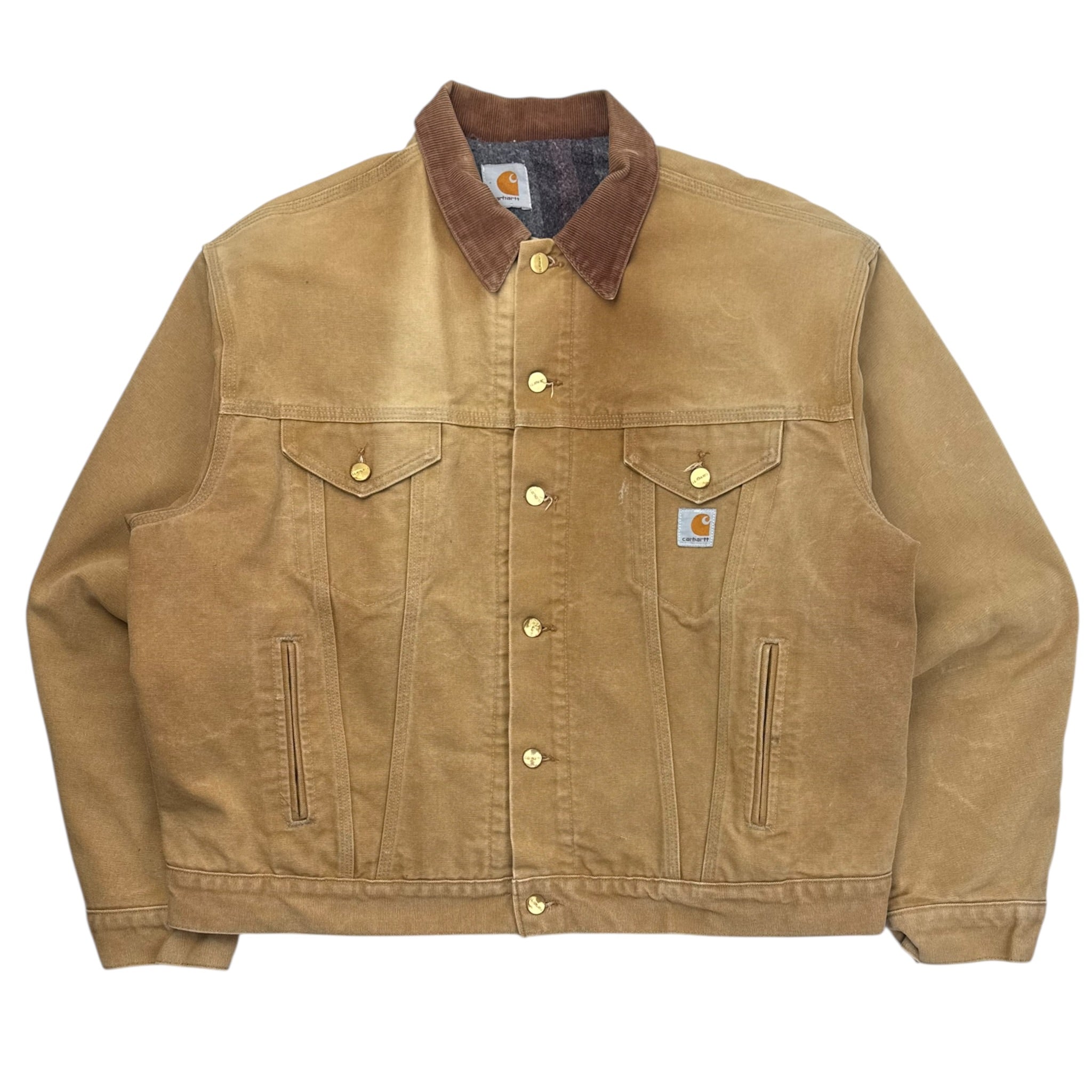 Vintage Carhartt Blanket Lined Duck Trucker Jacket Tan