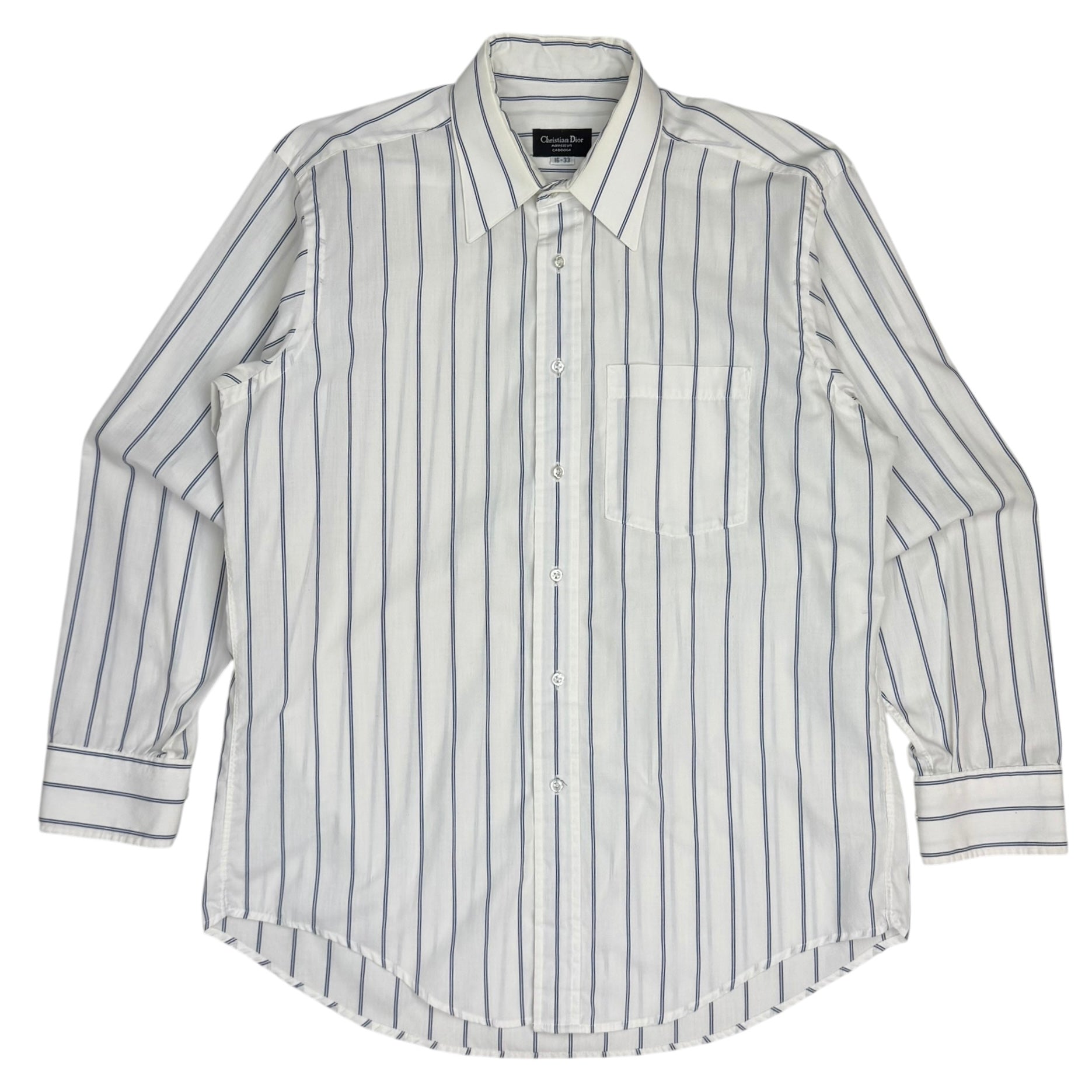 Vintage Christian Dior Vertical Stripe Button Up White
