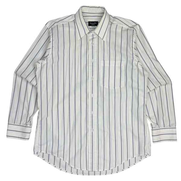 Vintage Christian Dior Vertical Stripe Button Up White