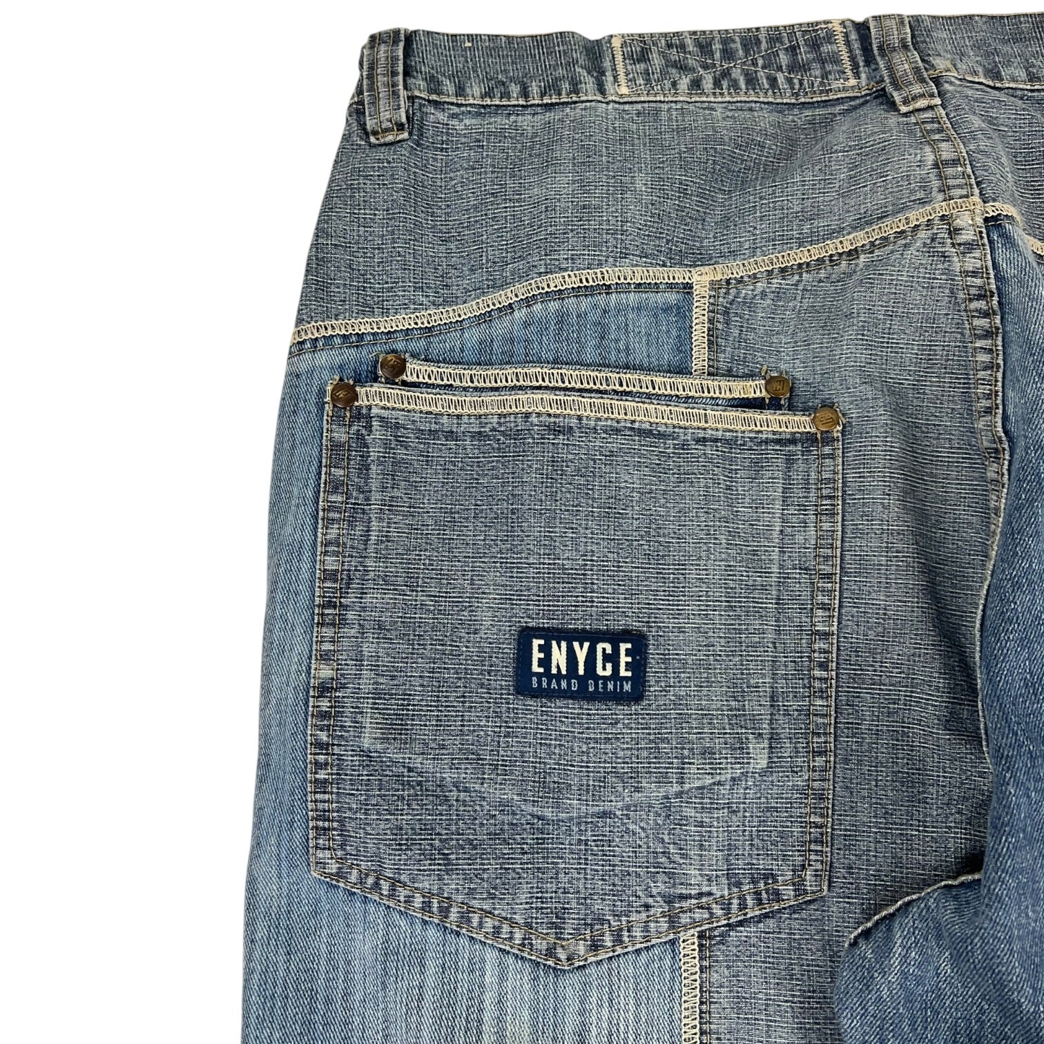 Enyce Patchwork Carpenter Baggy Blue Denim Jeans