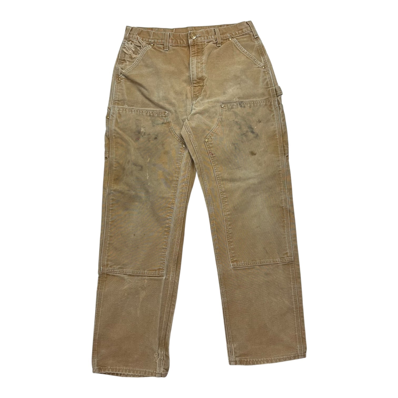 Vintage Carhartt Made In USA Double Knee Pants Faded Tan