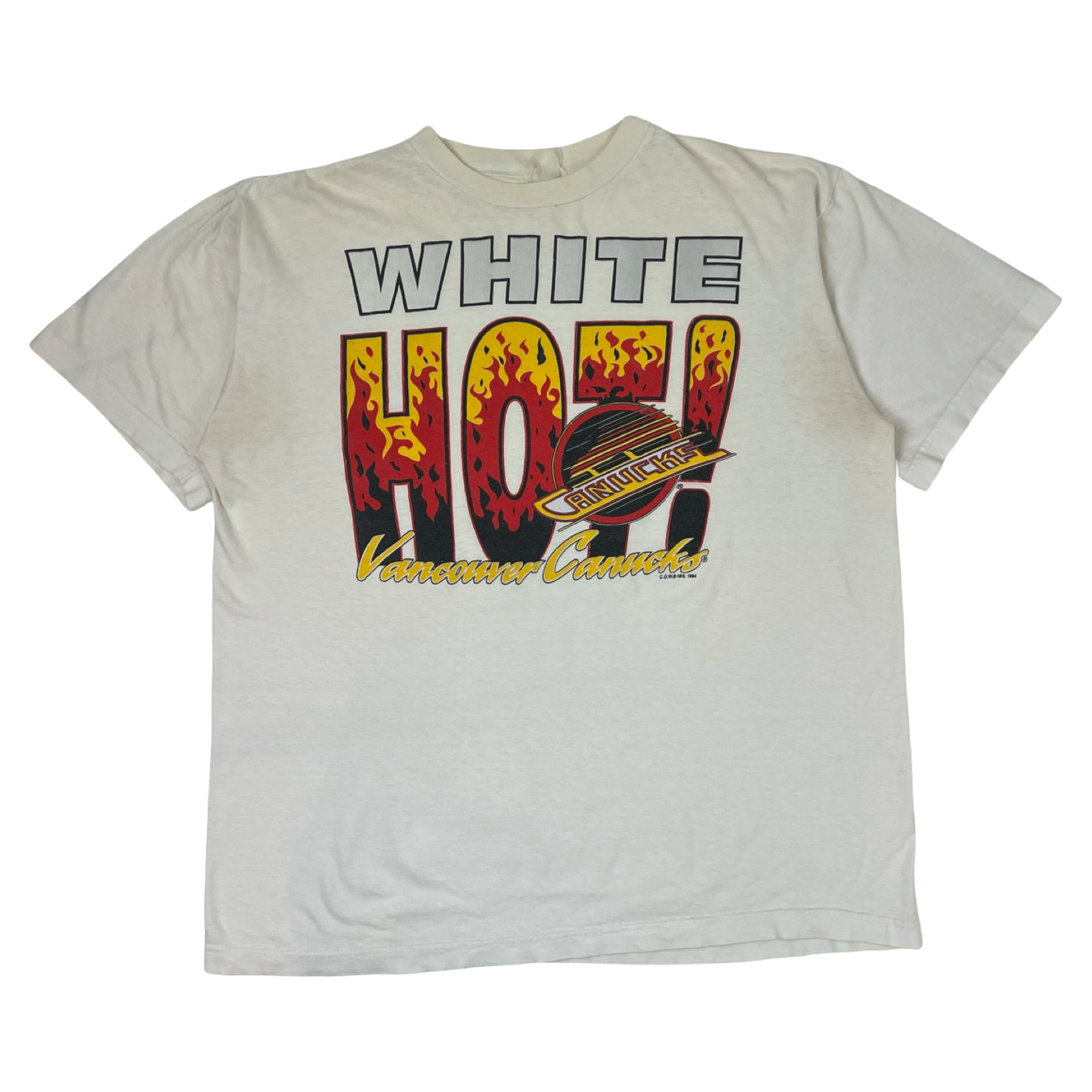 Vintage 1994 Vancouver Canucks “White Hot” T-Shirt White