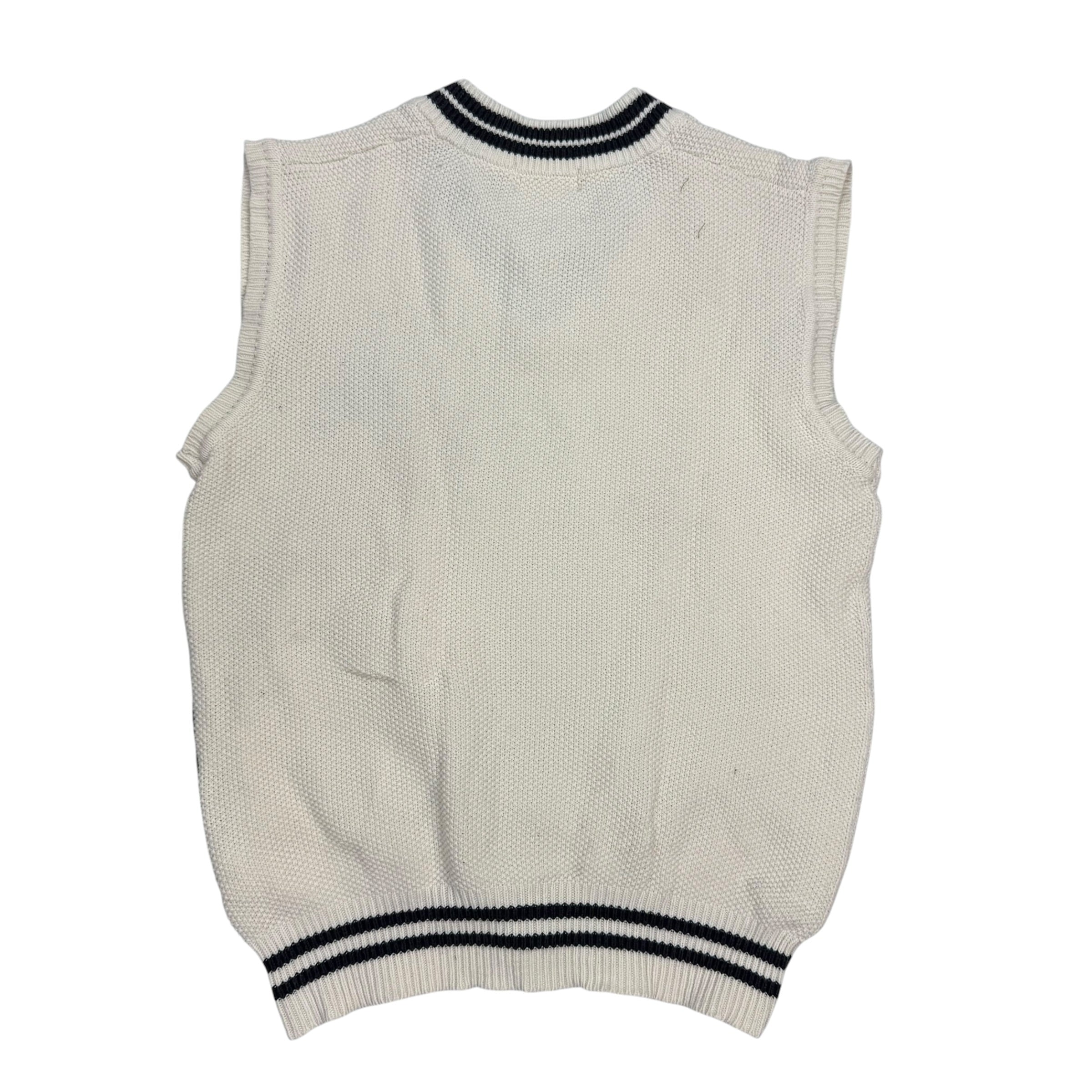 A Bathing Ape Bape Logo Embroidered Knit Vest Cream