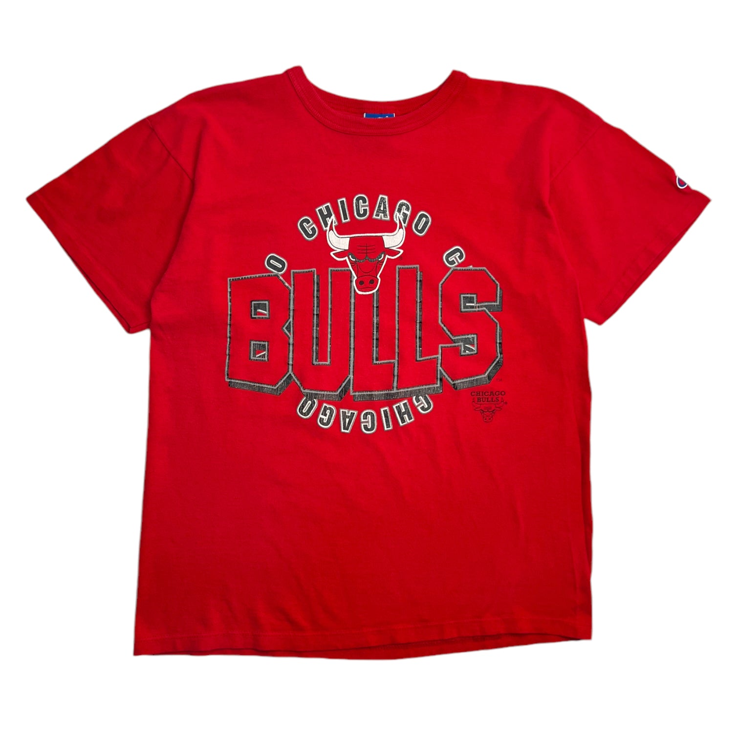 Vintage Chicago Bulls Champion Spell Out Logo Tee Red