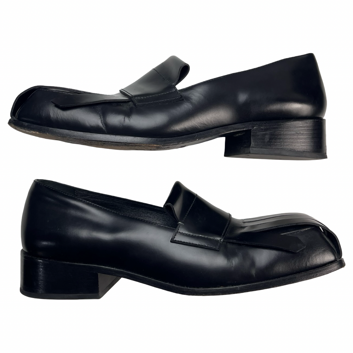 Raf Simons Fringed Glossed Leather Loafers (Used)