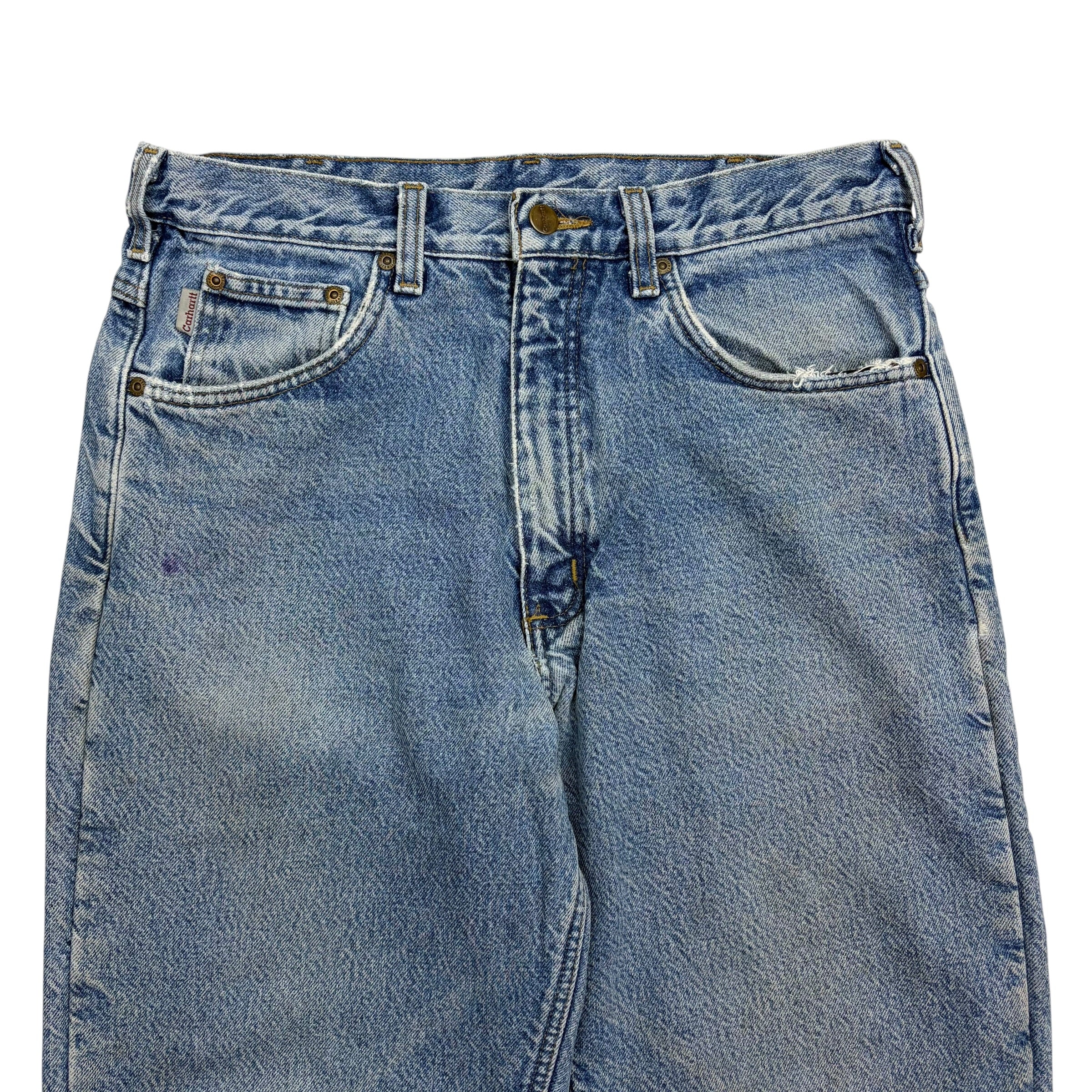 Vintage Carhartt Relaxed Fit Fleece Lined Denim Pants Blue