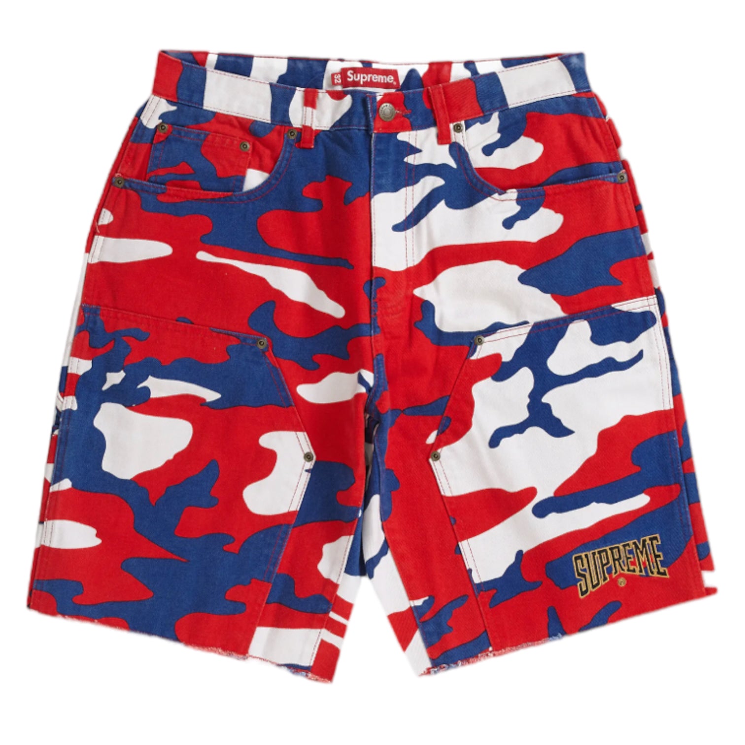 Supreme Cutoff Denim Double Knee Painter Short Red Camo