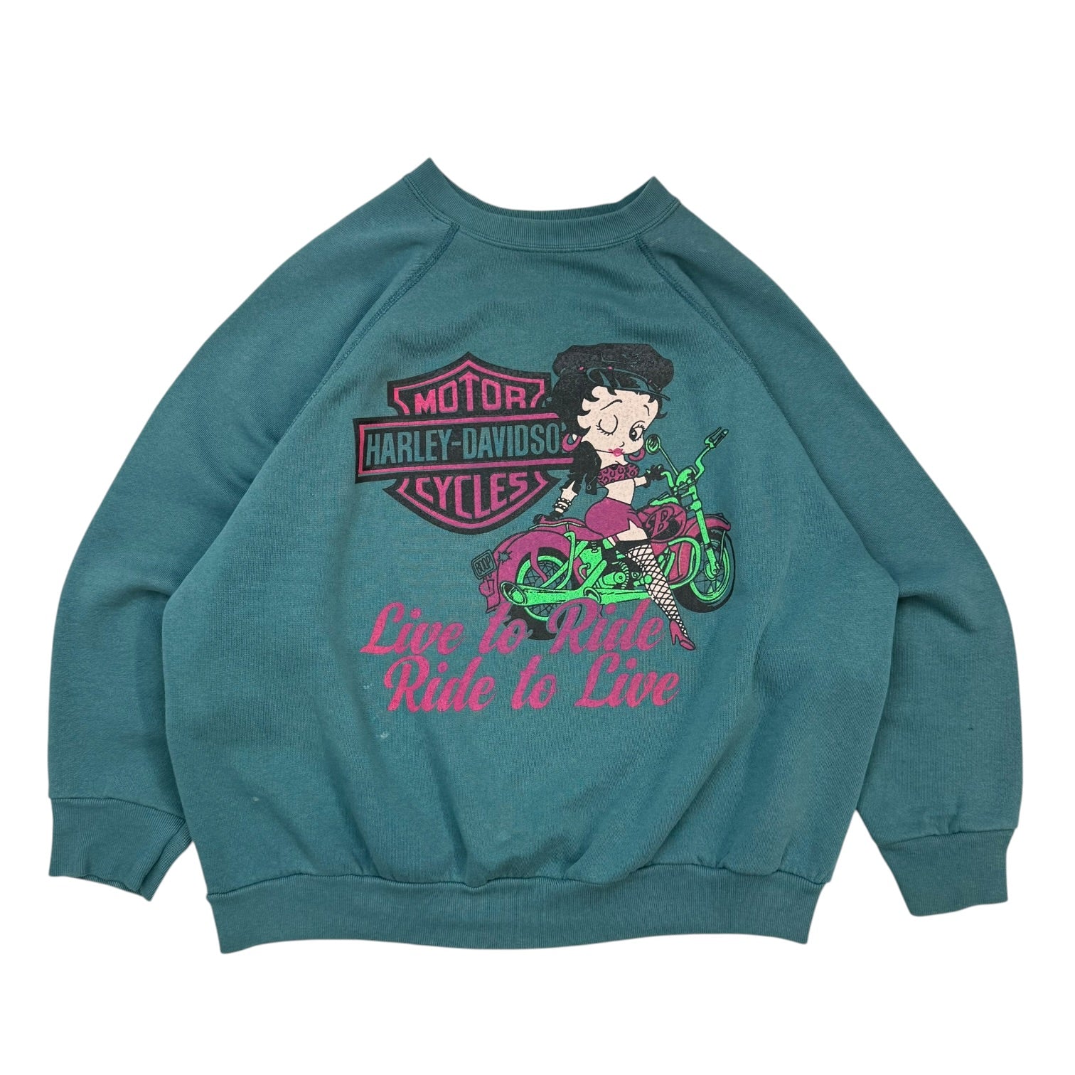Vintage Harley Davidson Betty Boop Crewneck Green
